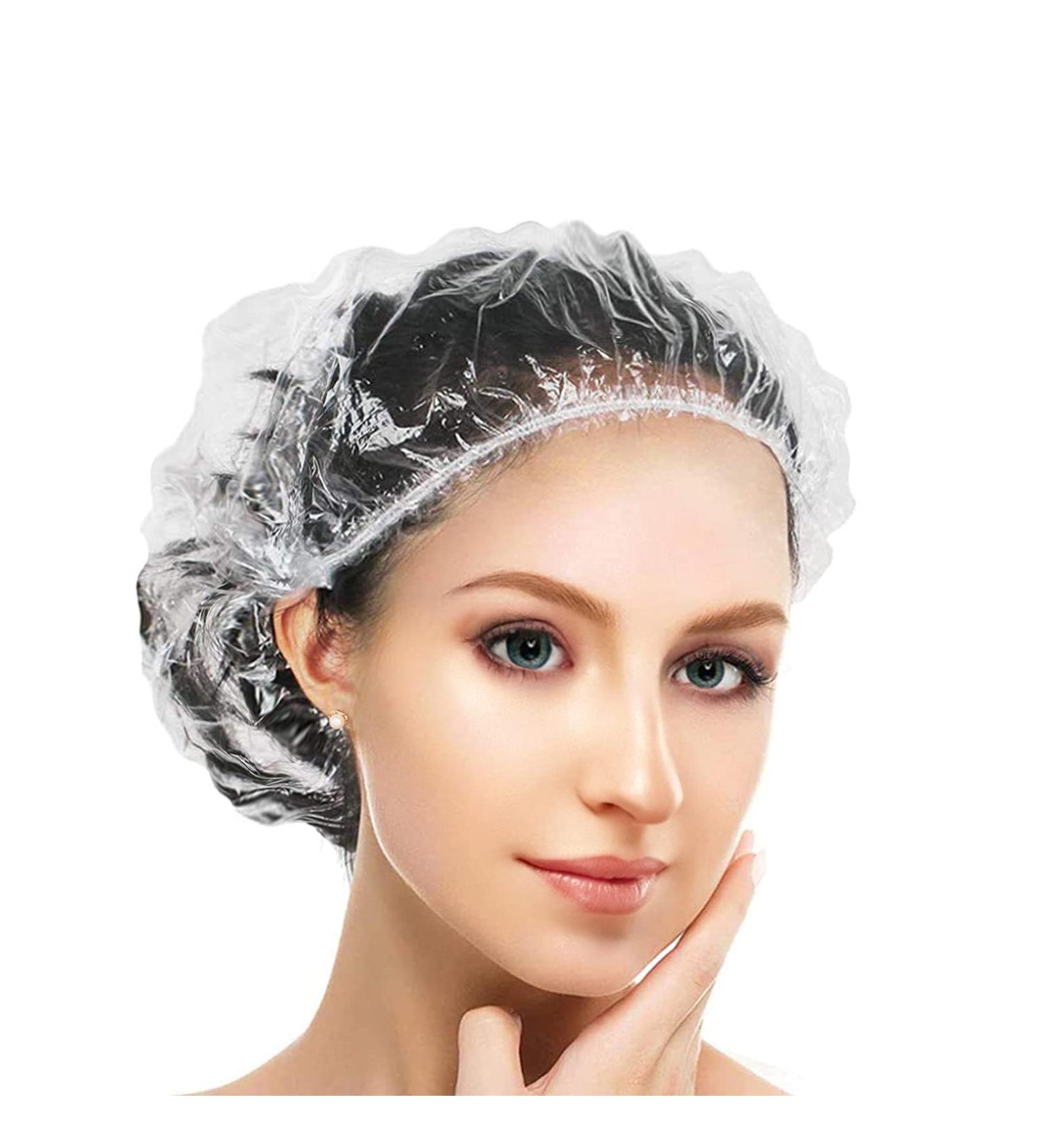 100PCS Disposable Shower Caps - Thicker Waterproof Clear Bath Caps for Women - Ideal for Salon, Spa, Hotel, Travel - Medium Size (Pack of 100) - Buy Online on GoSupps.com