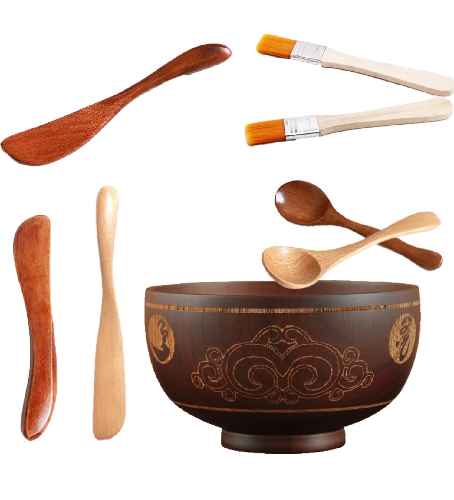 Mask Brush and Scarf Set - DIY Facial Applicator Kit with Mixing Bowl Spatula & Spoon for Easy Cleanup | Perfect Gift for Women - Buy Online on GoSupps.com