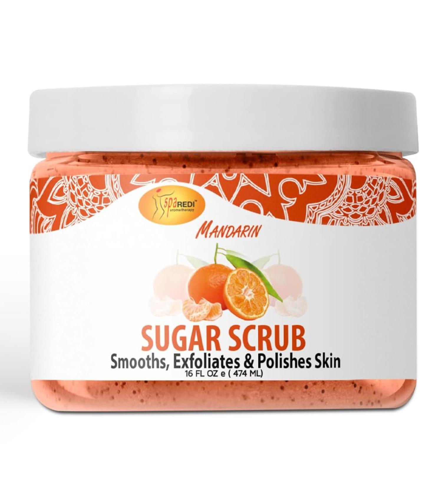 SPA REDI Sugar Body Scrub - Mandarin 16 Oz | Exfoliating Moisturizing & Nourishing for Smooth Fresh Skin - International Shipping - Buy Online on GoSupps.com