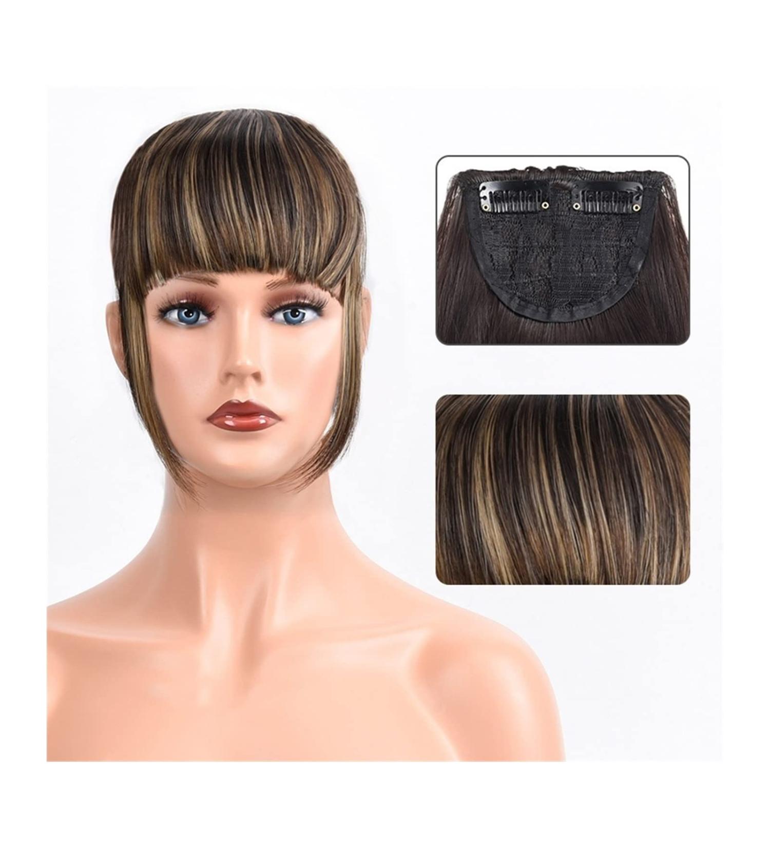 Bangs Hair Clip Synthetic Heat Resista Fake Bangs French Bangs Hair Piece Clip in Thick Natural Full Bangs Straight Fringe with Temples for Women Girls Bangs Clip in Hair (Color : 123-14 Size : 15c 15cm 123-14 - Buy Online on GoSupps.com