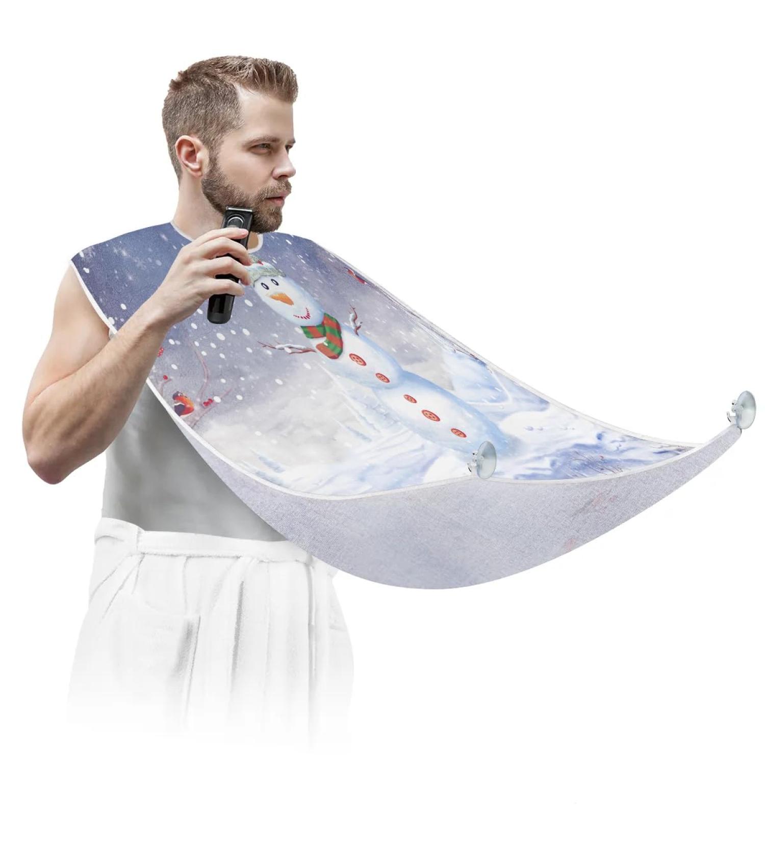 Buy Beard Bib Apron for Men - Non-Stick Waterproof Hair Catcher for Grooming & Trimming | Christmas Snowman Design - Buy Online on GoSupps.com