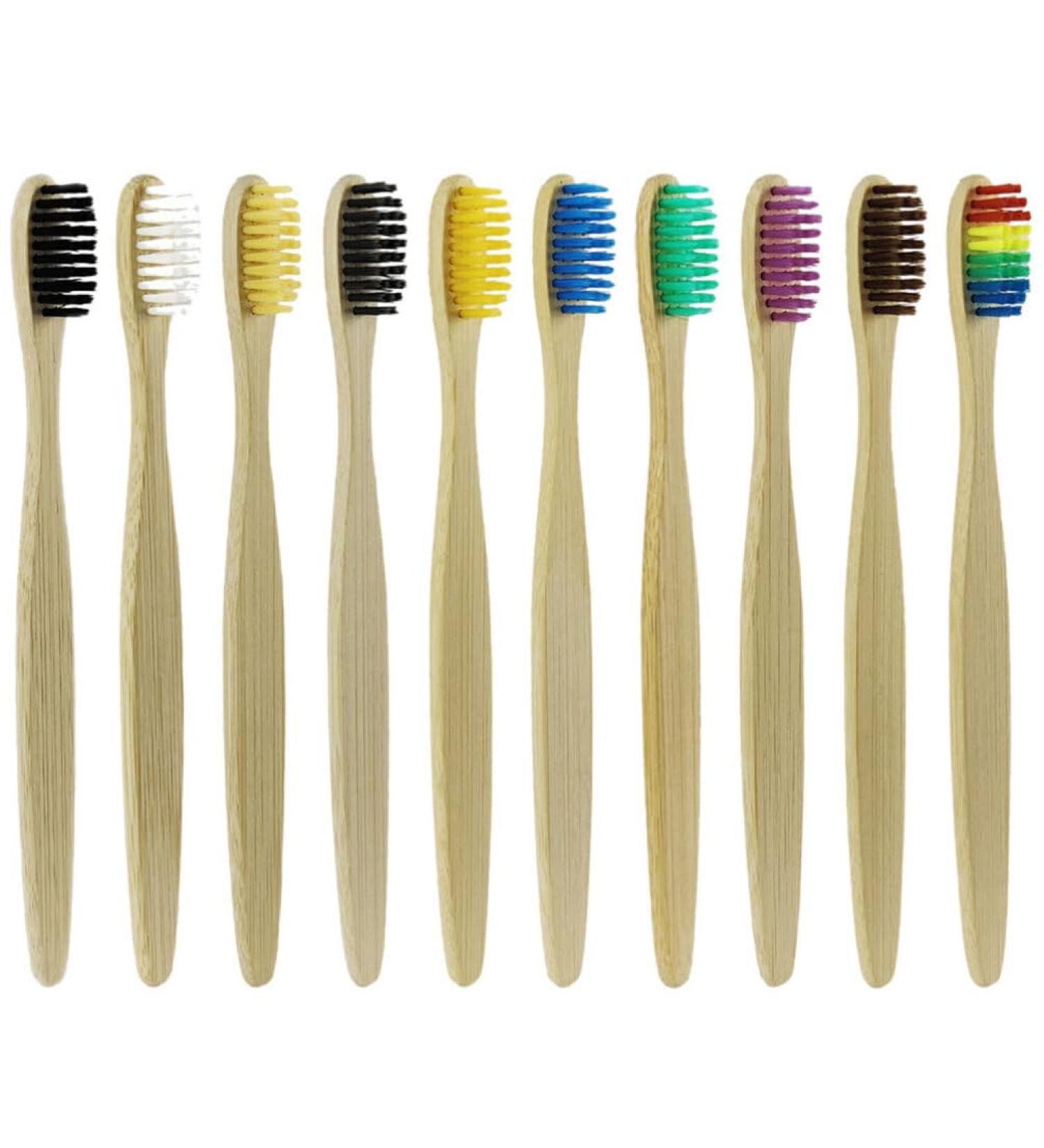 Buy Minkissy 10pcs Bamboo Toothbrushes - Soft Bristles & Natural Bamboo Charcoal for Eco-Friendly Oral Care - Buy Online on GoSupps.com