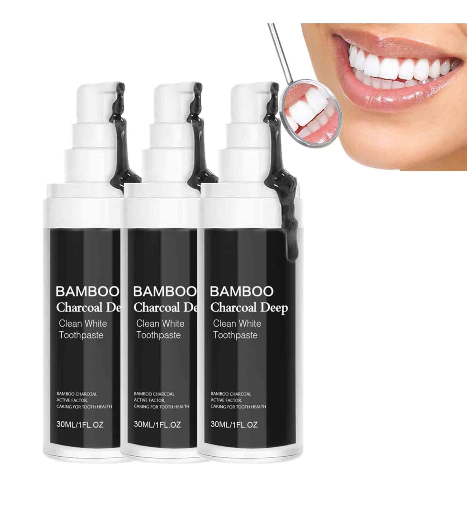 Bamboo Charcoal Deep Toothpaste - Teeth Whitening Brightening and Stain Removal (3PCs) - Activated Carbon Formula for Whiter Teeth - Buy Online on GoSupps.com