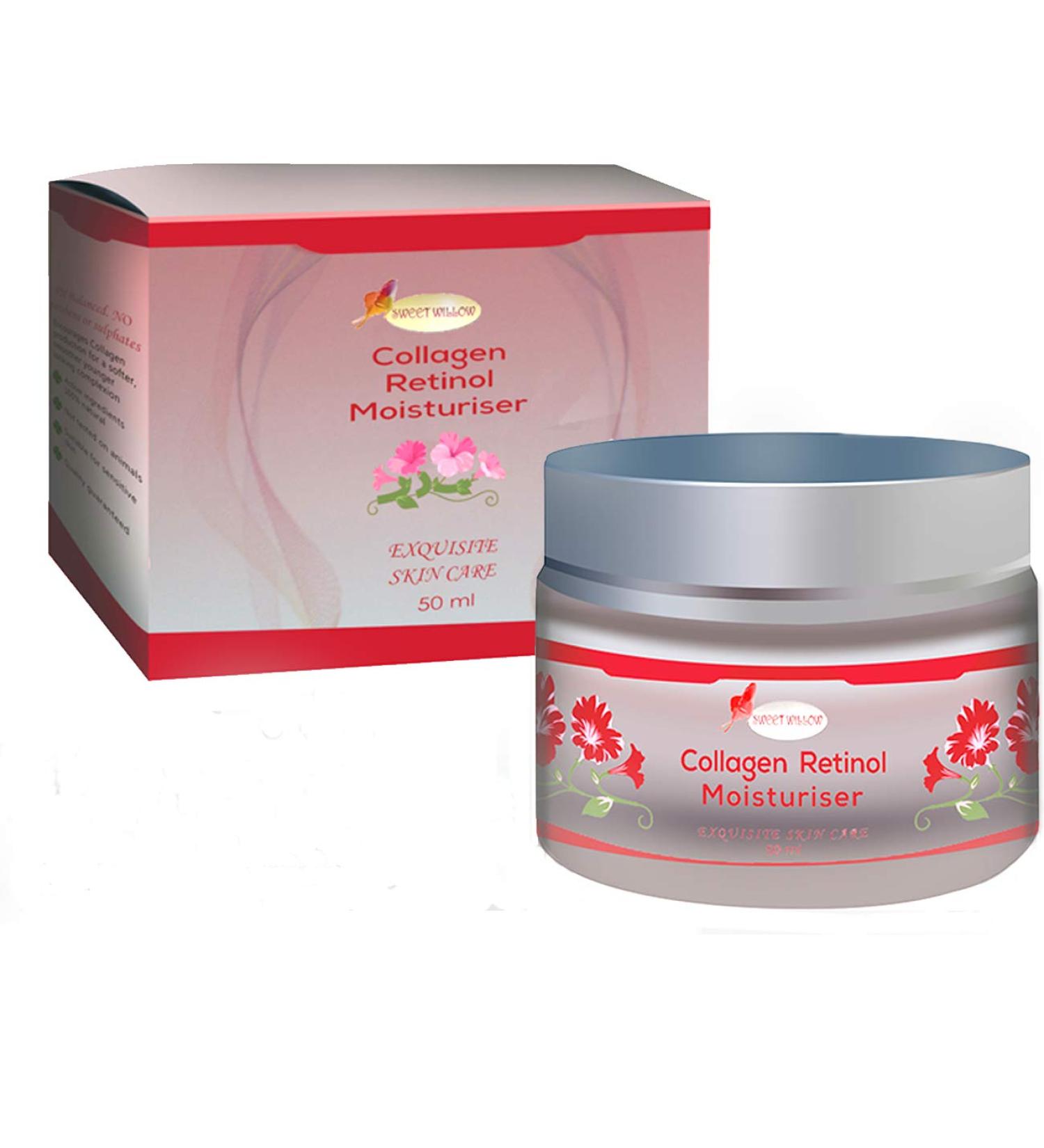 Sweet Willow Collagen Retinol Moisturiser With Vitamin C Hyaluronic Acid Marine Collagen Silk Powder For Maximum Hydration & Silky Smooth Skin - Stimulate Cell Regeneration and Collagen Production Restore Elasticity and Improve Radiance for a More Youthfu - Buy Online on GoSupps.com