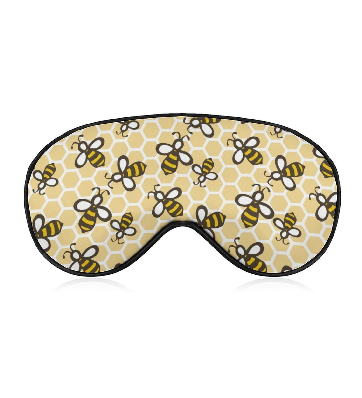 Yellow Bee & Honeycomb Sleep Mask Eye Cover - Adjustable Strap, Blocks Light for Men and Women - Ideal for Sleeping, Travel, and Naps - Buy Online on GoSupps.com