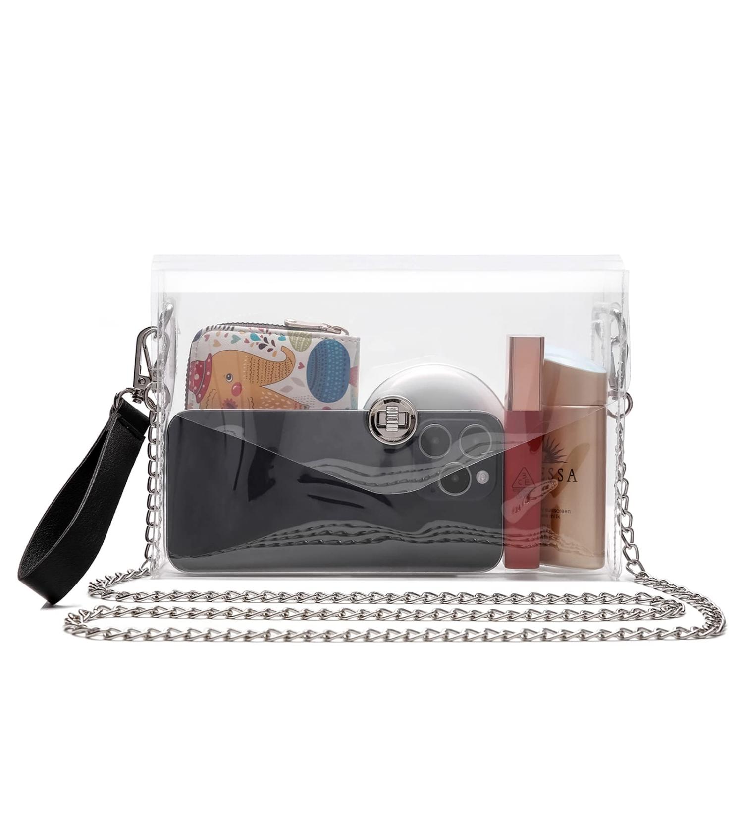 Moetyang Transparent Wallet | Stylish Mini Shoulder Bag for Women | Cute Clutch for Stadium & Fashion | Silver - Buy Online on GoSupps.com