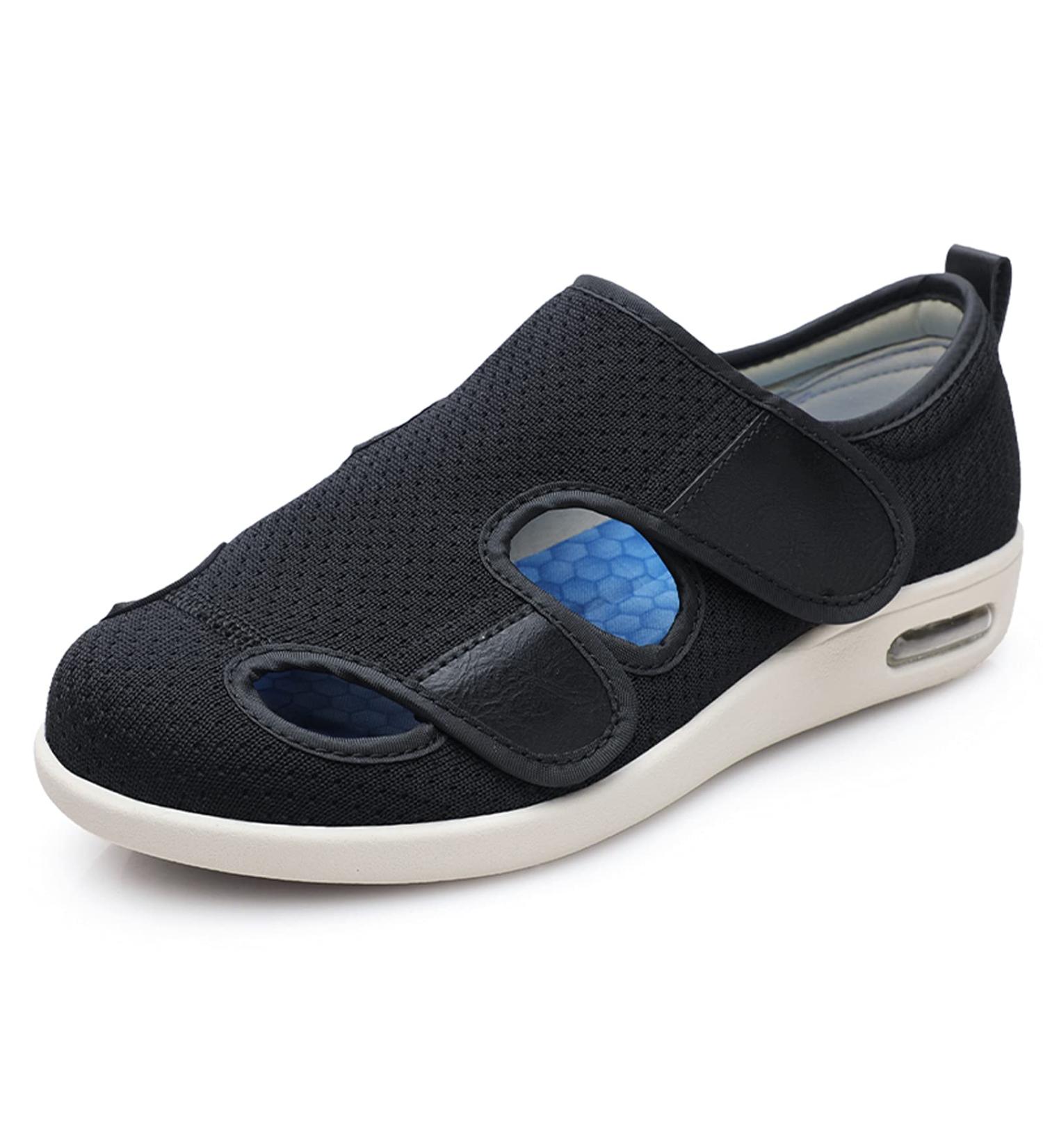 DXDUI Men's Diabetic Elderly Shoes | Large Size Plus | Adjustable for Swollen Feet | Non-Slip Insole & Air Cushion | Black - Size 42 - Buy Online on GoSupps.com