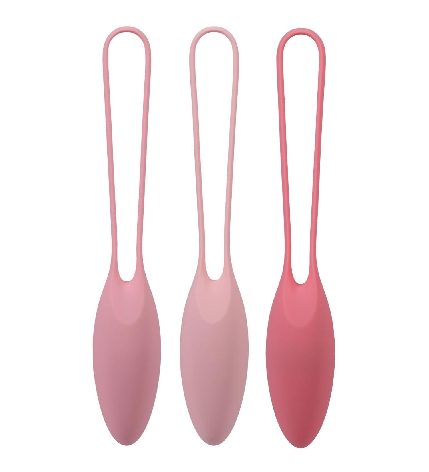 Doc Johnson Kegel Trainer Set - 3 Silicone Weights (45g 55g 65g) for Gradual Training - Pink | International Shipping - Buy Online on GoSupps.com