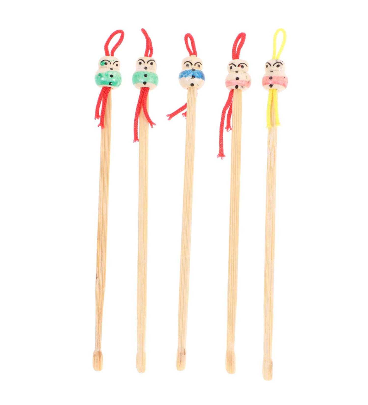 HOLIDYOYO 5pcs Bamboo Ear Cleaning Tool Cartoon Doll Head Design for Safe and Gentle Ear Wax Removal Skid Resistant for Personal and Family Use - Buy Online on GoSupps.com