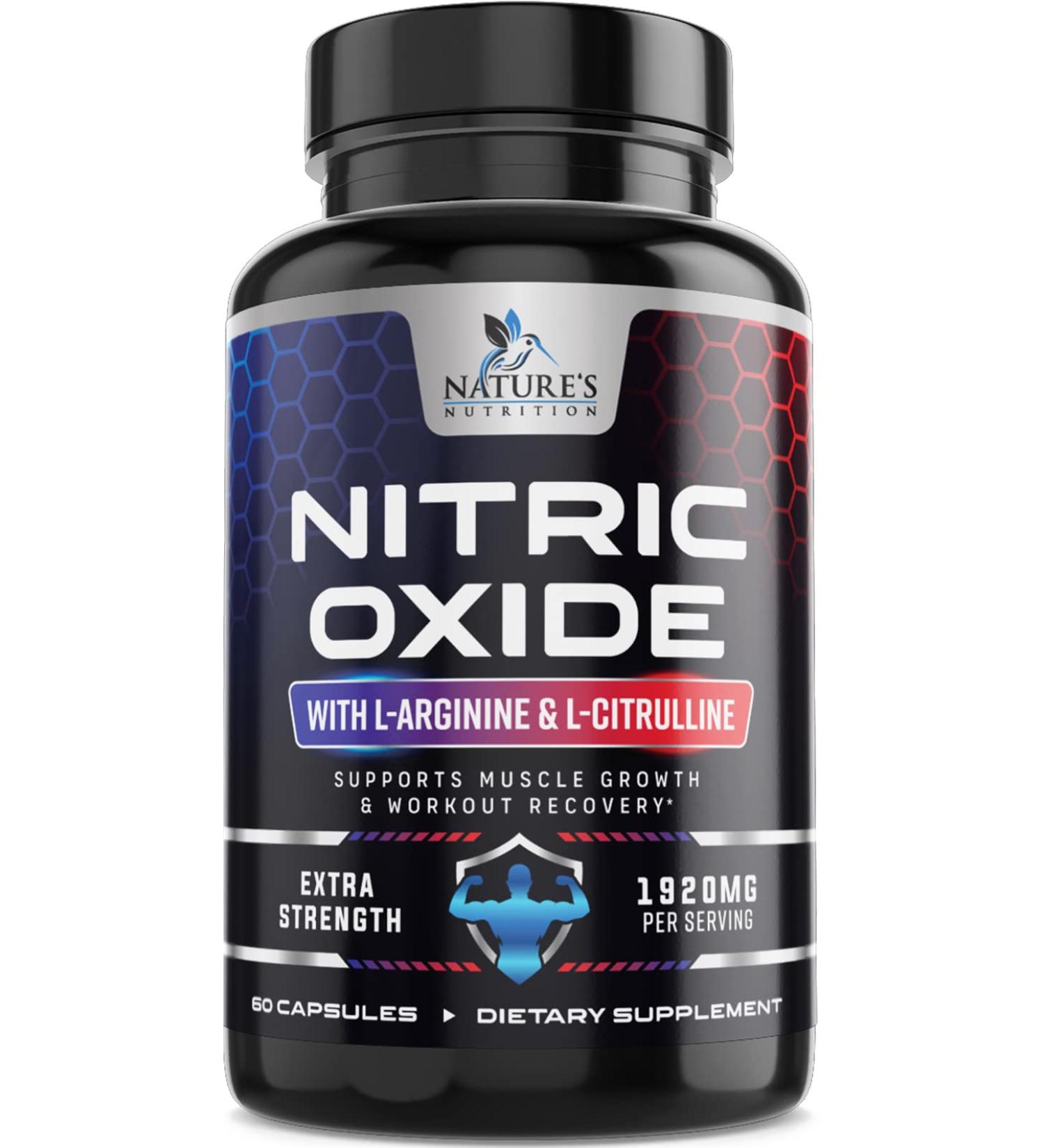Extra Strength Nitric Oxide Supplement - L Arginine, Citrulline Malate, AAKG, Beta Alanine - Pre Workout Booster for Muscle Strength & Energy - 60 Veggie Capsules - Buy Online on GoSupps.com
