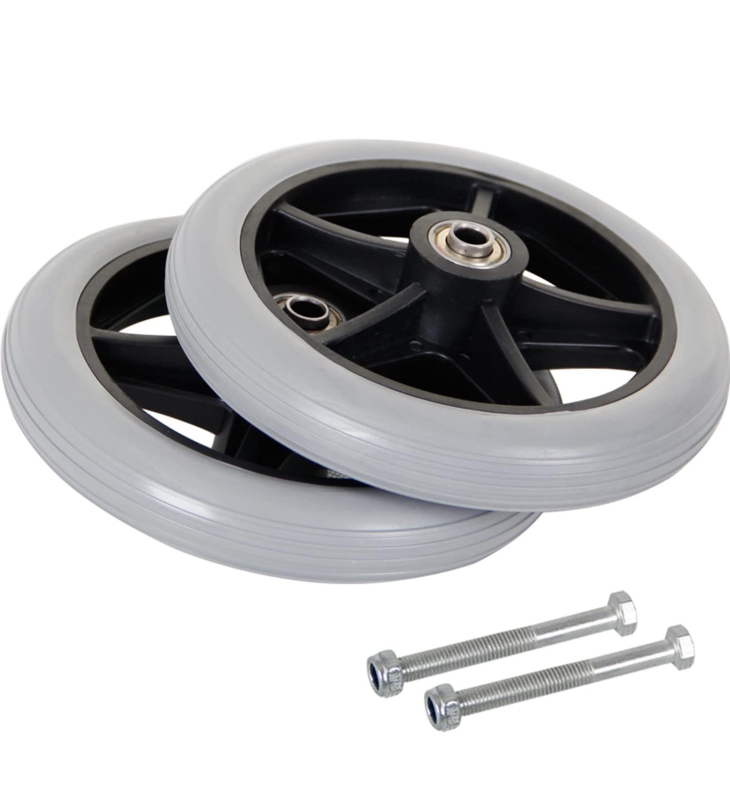 Wheelchair Wheels Wheelchair Front Castor Wheelchair Wheel Replacement 8 inch Wheelchair Front Wheel 1 pair Wheelchair Wheel Casters 8mm Bearings(gray black) (Color : Grey)(Grey) - Buy Online on GoSupps.com
