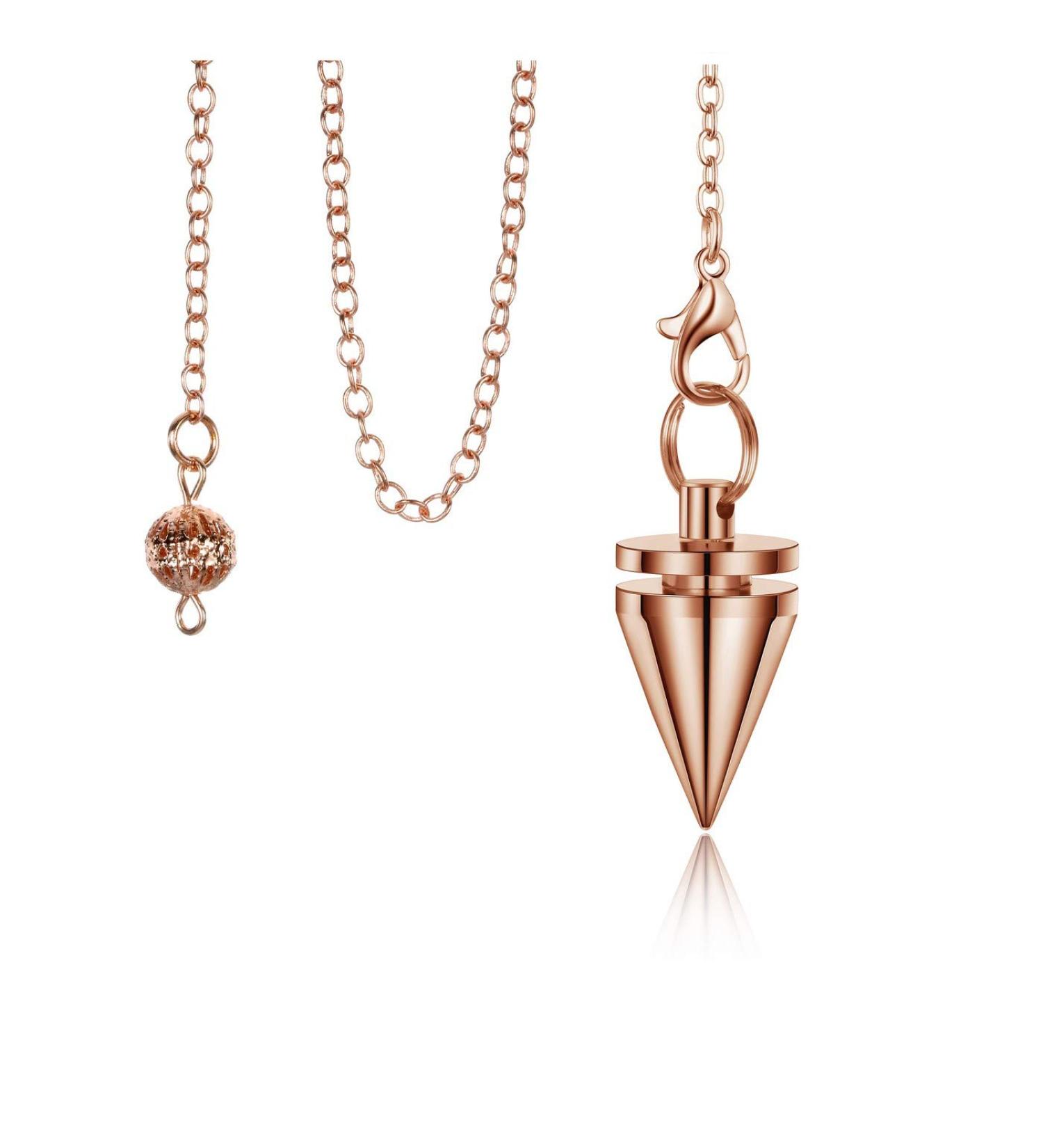 Crystears Copper Pointed Cone Pendant with Chain | Esoteric Radiesthesia Pendulum for Reiki Healing | Rose Gold Energy Therapy - Buy Online on GoSupps.com
