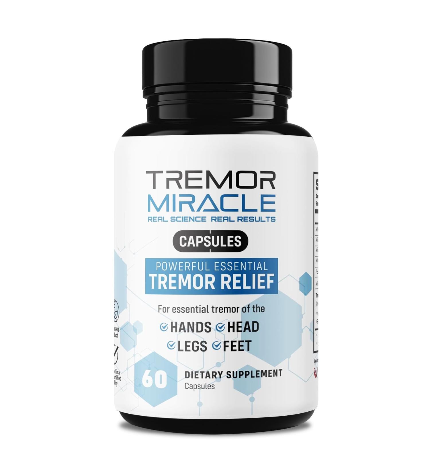 Real Science Tremor Miracle Capsules Tremor Relief Supplement and Hand Tremor Aids for Adults with TremorStop Blend GABA and Vitamins for Neurotransmission Support Made in USA 60 Caps 1 Pack - Buy Online on GoSupps.com
