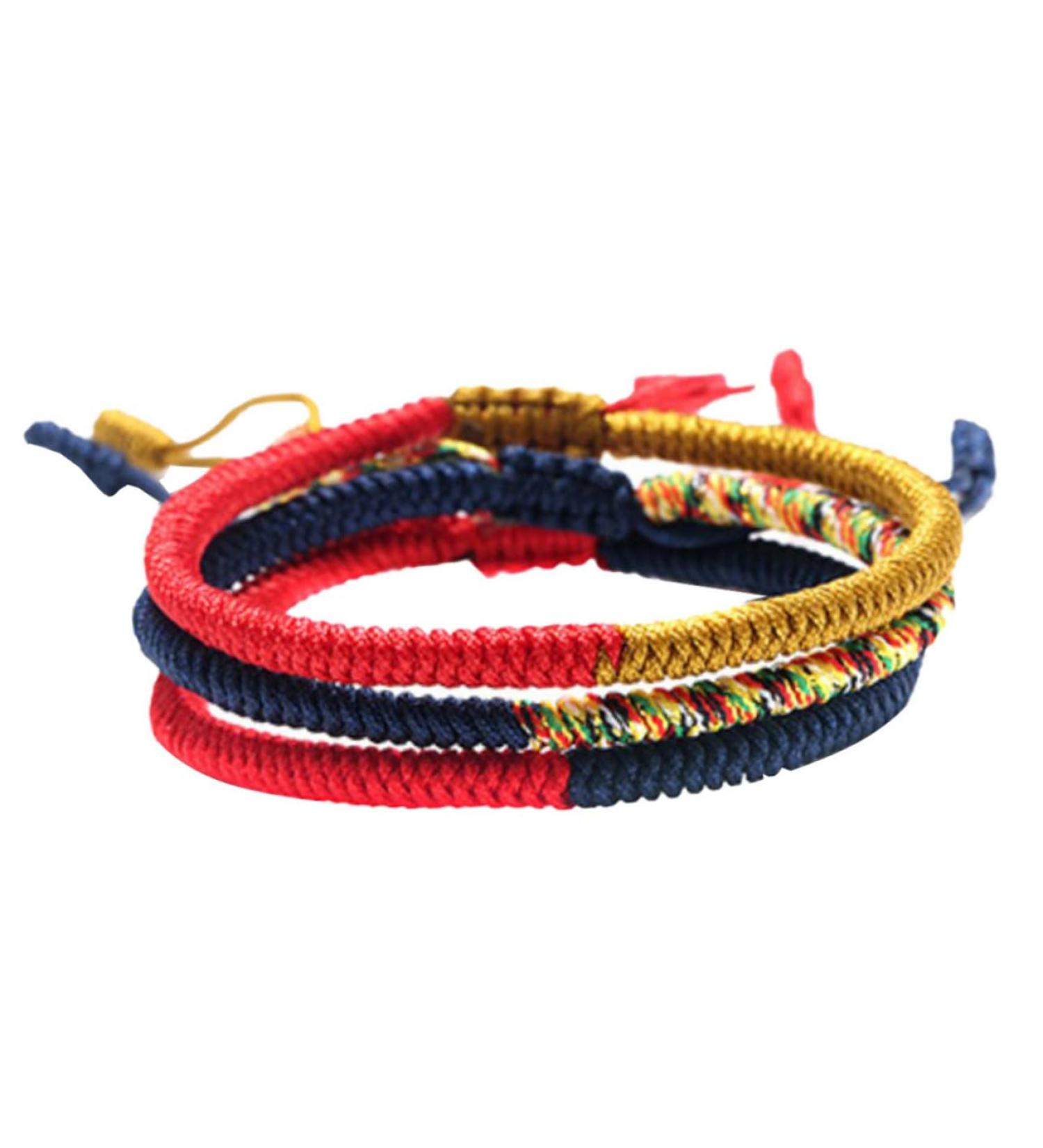 Amosfun 3Pcs bohemia to weave colored rope decorate bracelet Gift jade thread folk-custom Miss nationality Year of birth literature and art friendship Diamond Knot rope manual - Buy Online on GoSupps.com