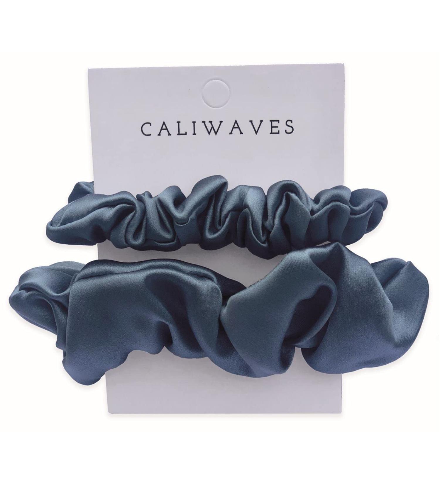 Caliwaves Mulberry Silk Scrunchies 2 Pieces 100% Mulberry Silk 19 Momme Soft Elastic Hair Tie (Blue) - Buy Online on GoSupps.com