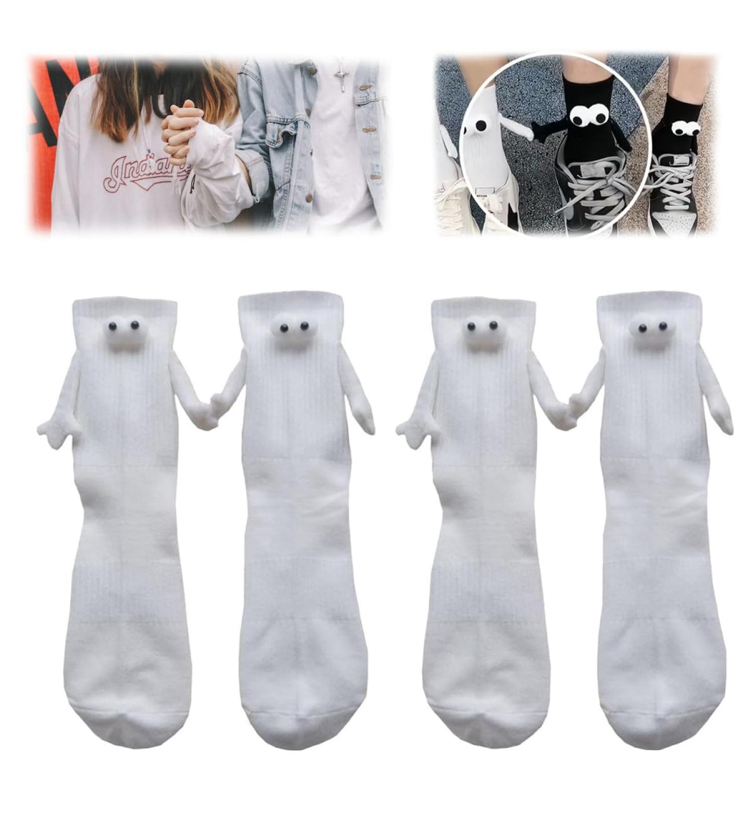 Puenbko Couple Holding Hands Socks - Unisex Funny Mid-tube Socks (White 2 pairs) - Buy Online on GoSupps.com