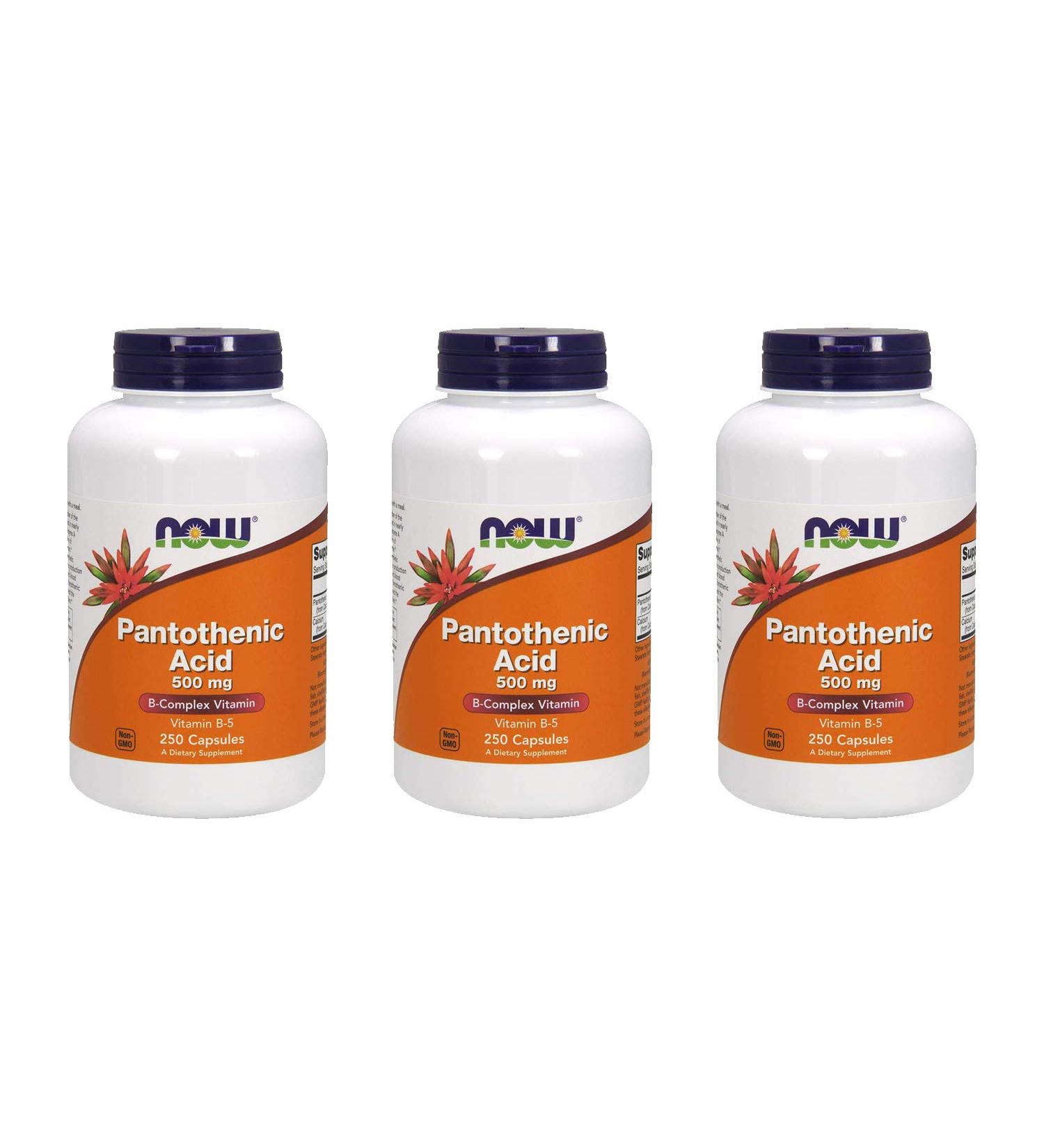 Now Foods Pantothenic Acid 500mg 250 caps (Pack of 3)