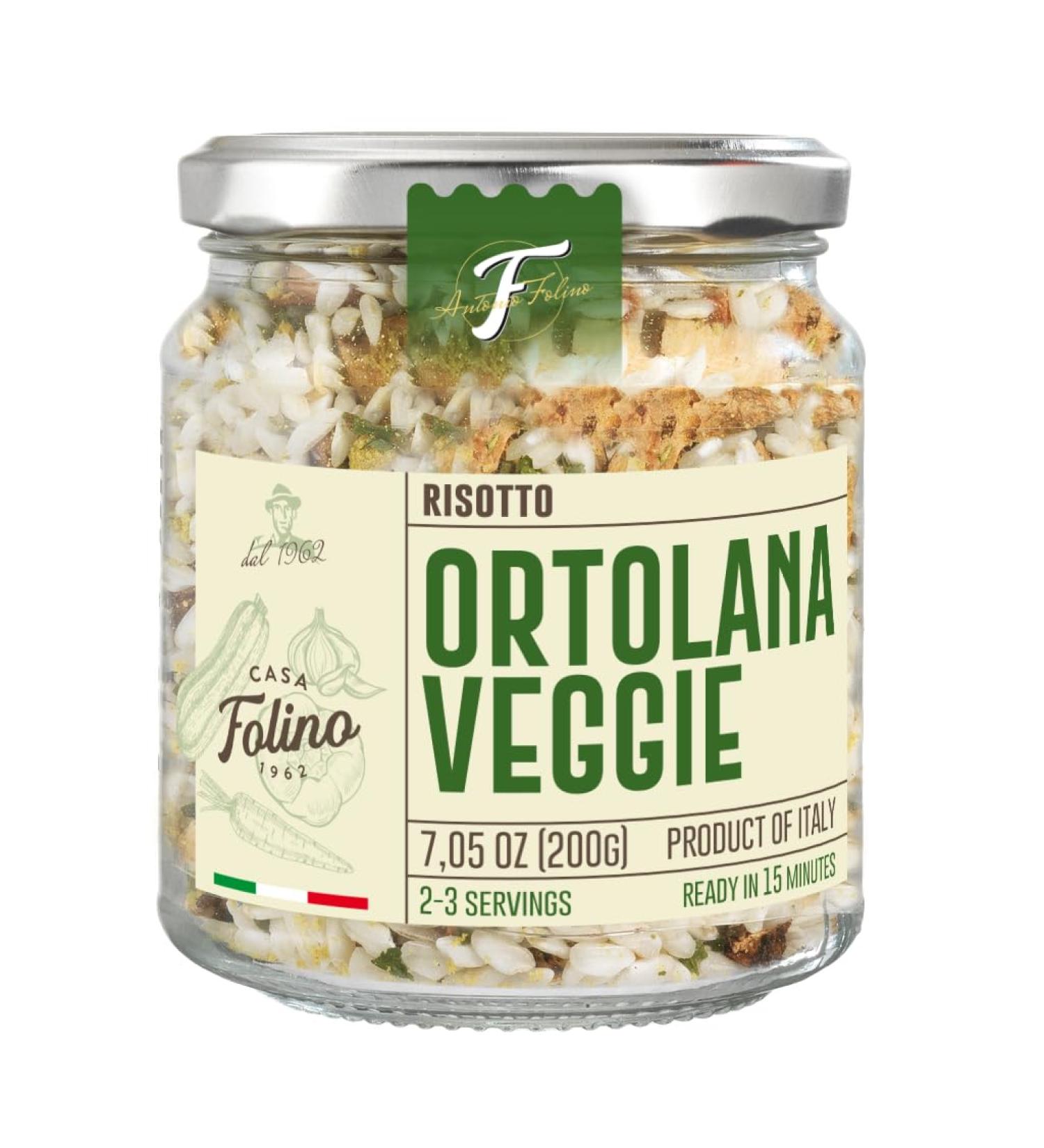  CasaFolino Sibari Carnaroli Rice Ortolana Reduction 200g with greens in a reusable glass container Genuino product ready in minutes - 100% Made in Italy - Buy Online on GoSupps.com