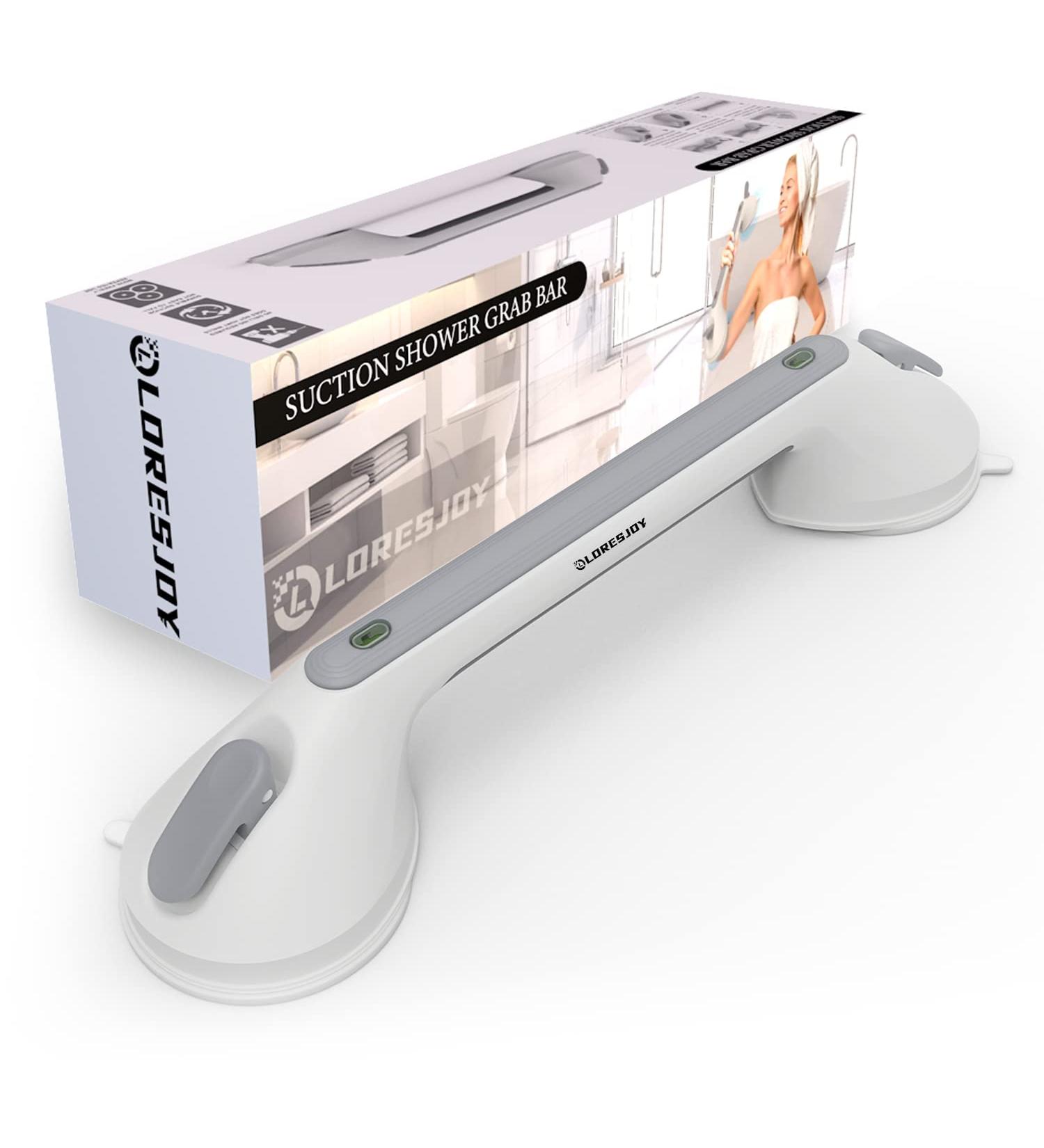 LORESJOY 16-Inch Shower Handle Grab Bars for Bathtubs and Showers - Support Handicap & Elderly, Suction Grip with Indicators - Non-Slip Safety Hand Rail for Seniors - Buy Online on GoSupps.com