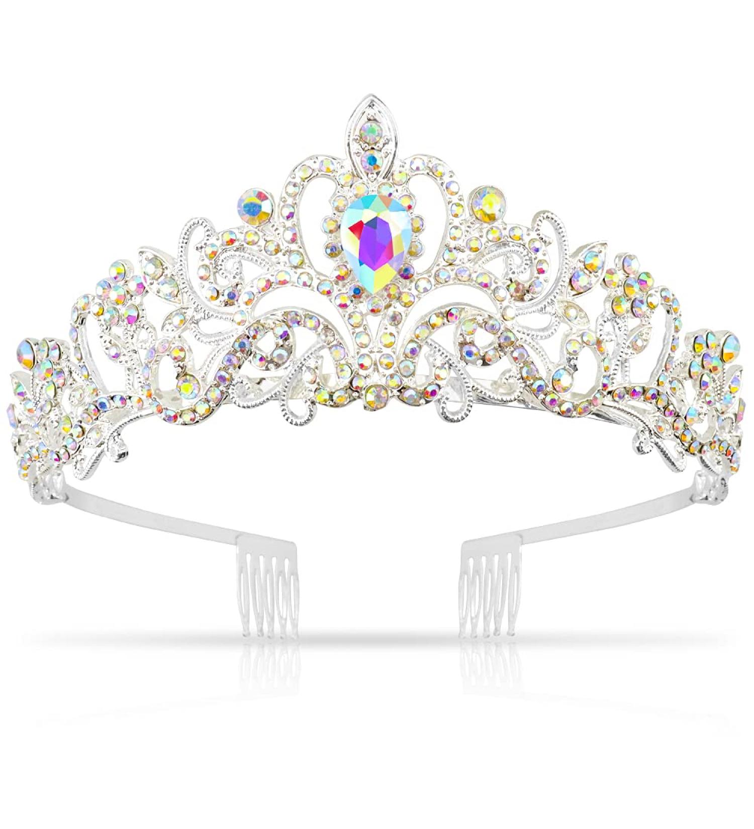 Silver Crystal Rhinestone Tiara Crown for Women and Girls | Birthday Princess Crown - Buy Online on GoSupps.com