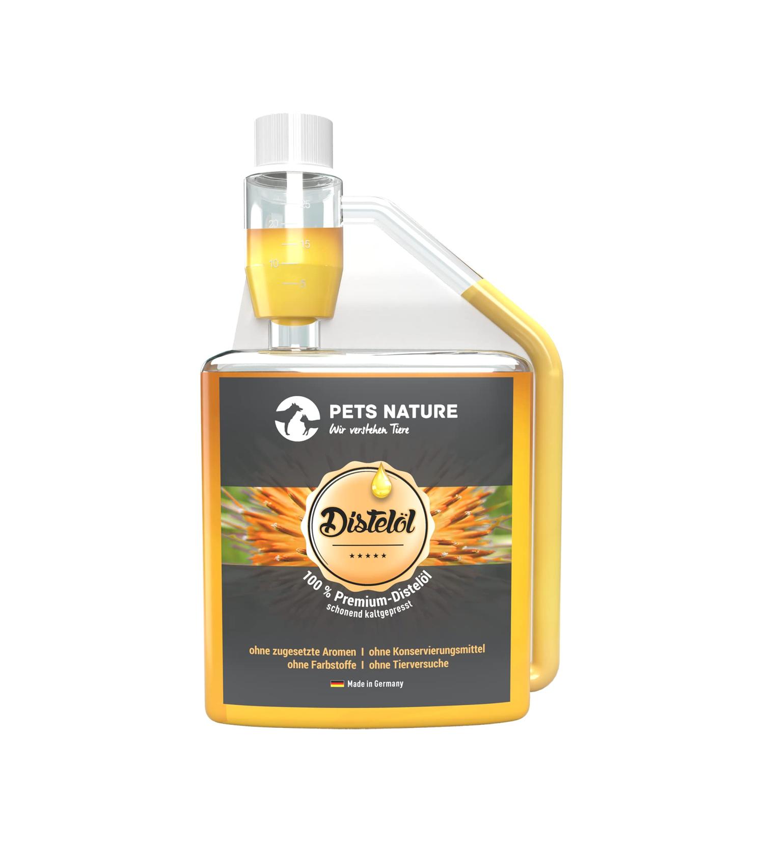 Pure Premium Thistle Oil for Dogs & Cats - 100% Natural Cold-Pressed Omega-6 Rich Oil - 500ml - Made in Germany - Buy Online on GoSupps.com