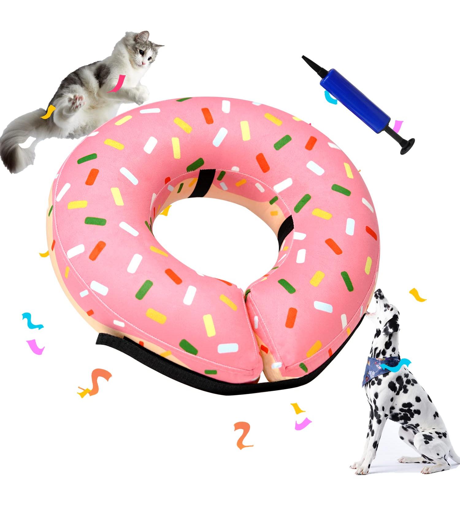 Inflatable Dog Donut Cone Collar for Post-Surgery Recovery - Protective Pet Neck Collar Alternative - Prevent Biting and Scratching - Pink - Size S Neck 5-8 - Buy Online on GoSupps.com