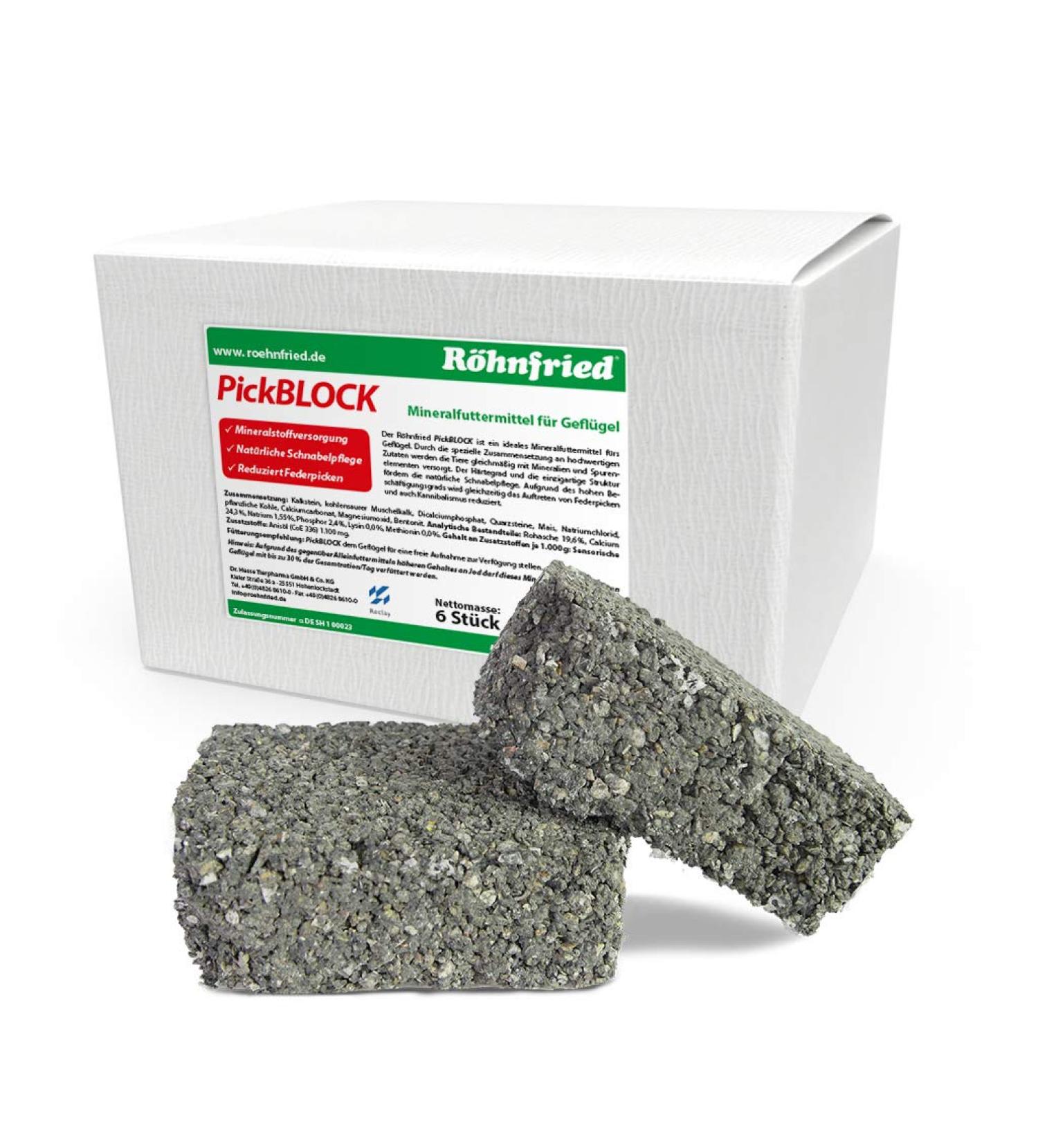 R hnfried Pickblock 6 pieces |Mineral feed as a pickstone for chickens & poultry |Supplement to chicken feed for optimal mineral supply & natural beak care |Reduced pecking