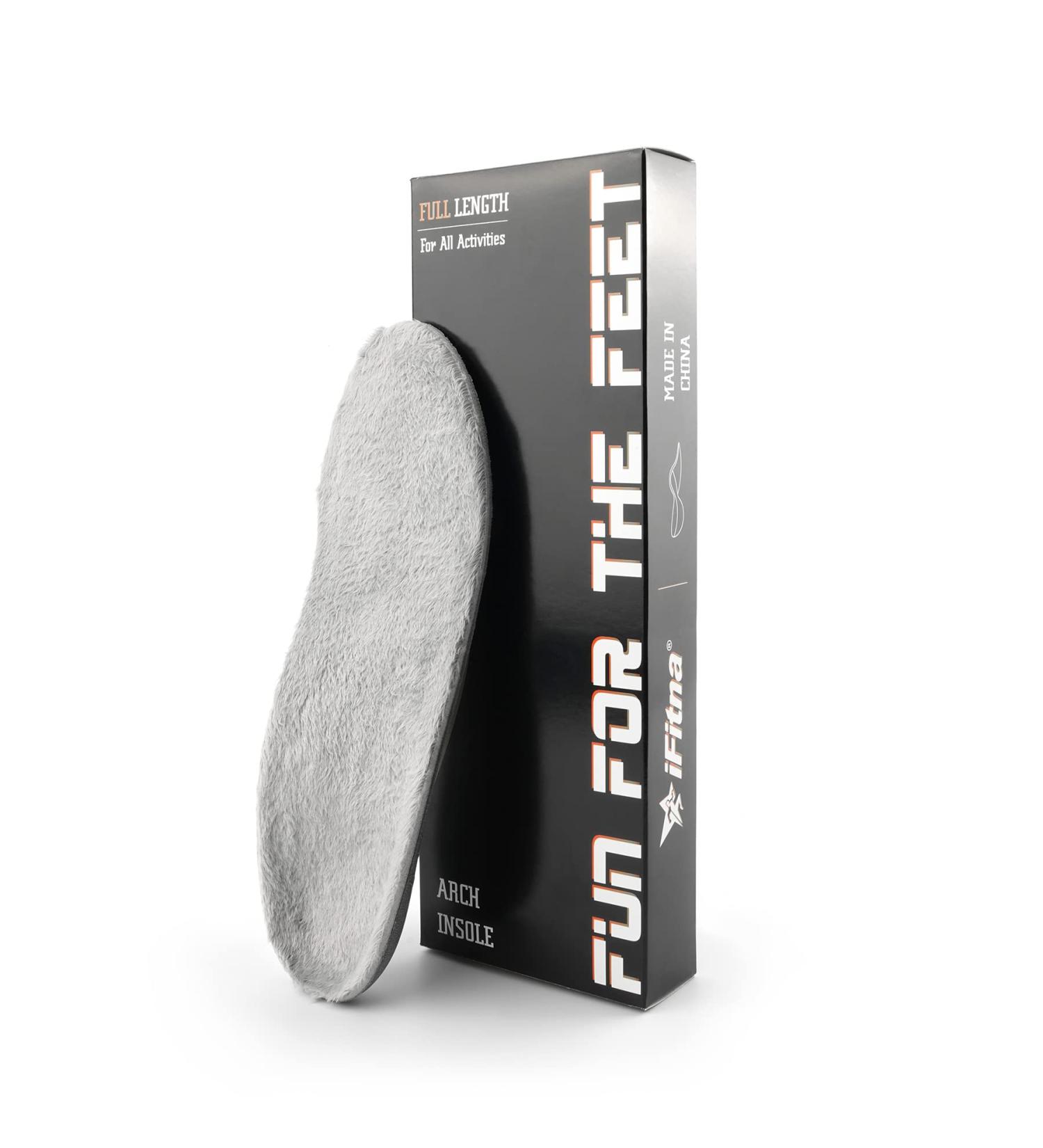 Unisex Comfort Arch Support Warm Insoles for Running Shoes | UK Size 13 (31cm/12.2in) | Black/Grey - Buy Online on GoSupps.com
