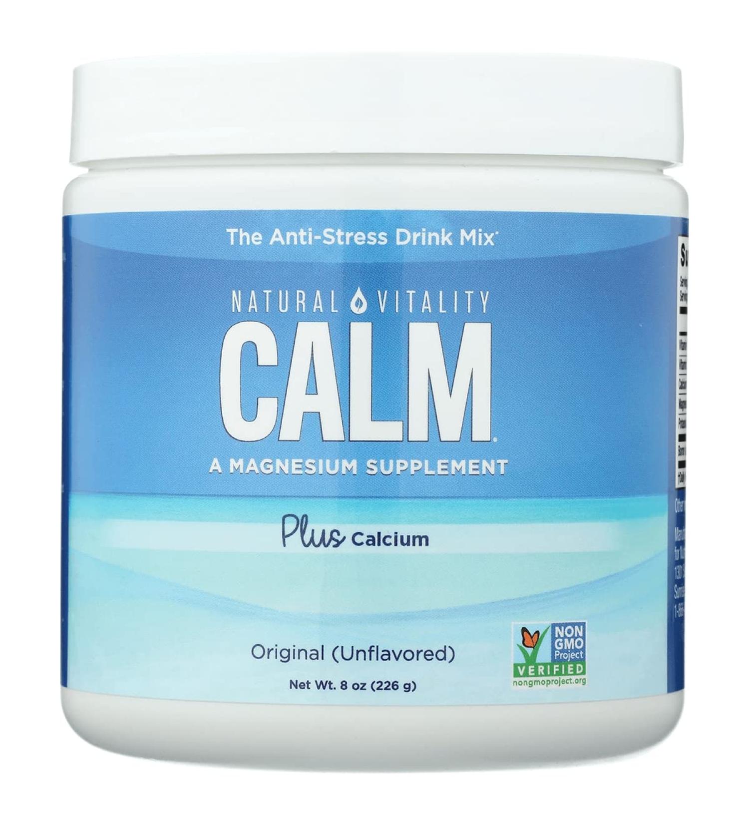 Natural Vitality Calm Magnesium Powder Plus Calcium, Unflavored, 8 Ounces (Package May Vary)