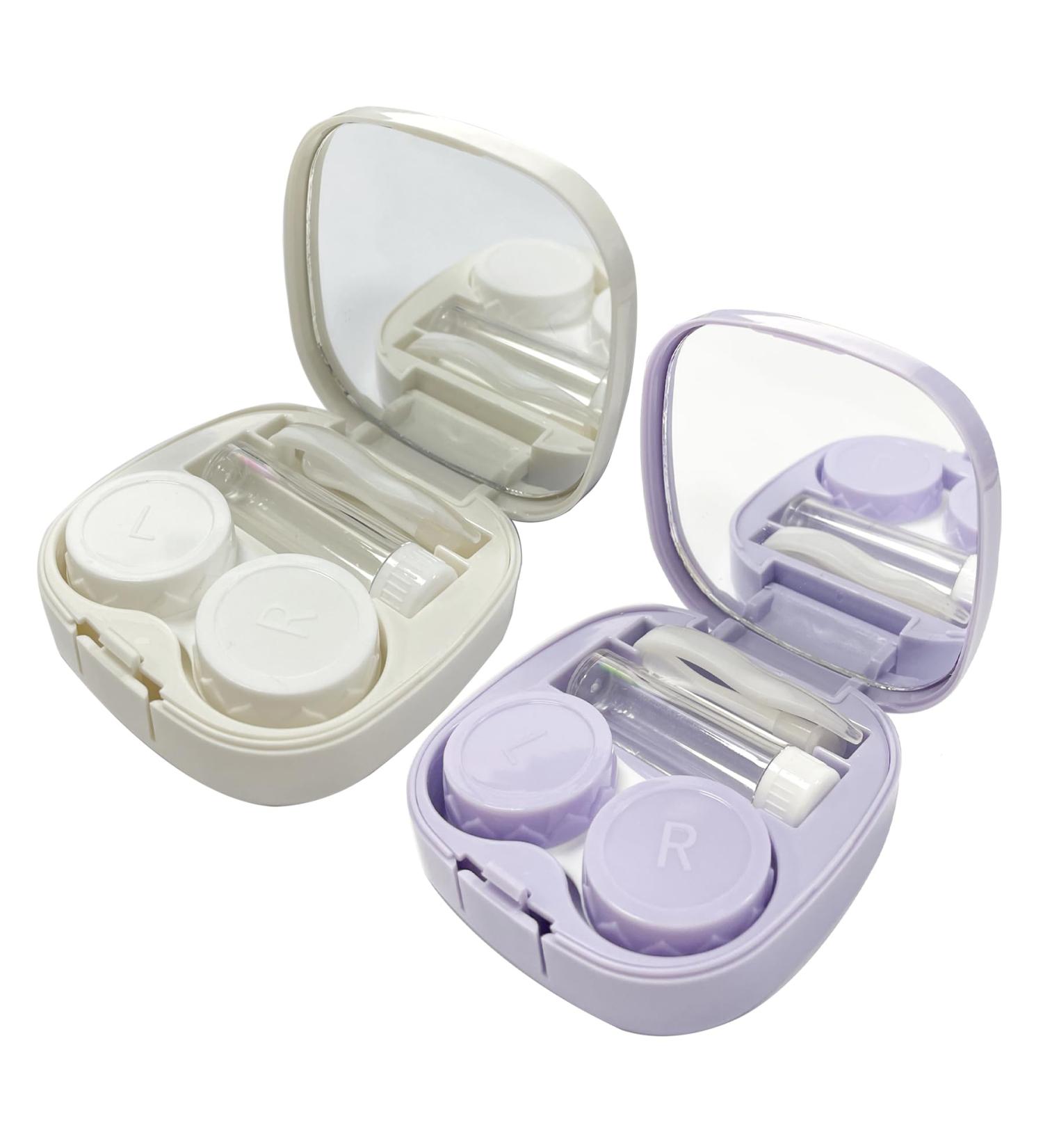 Buy Hown Contact Lens Container Travel Set - Cute Tui with Mirror Tweezers & Remover - 2 Pieces Purple/White | Ideal for Daily Use - Buy Online on GoSupps.com