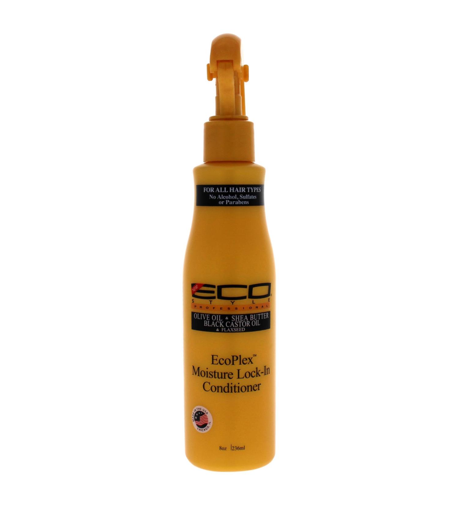 Eco Style Ecoco Ecoplex Moisture Lock-In Conditioner - Black Castor And Flaxseed Oil - Olive Oil And Shea Butter - Soft And Glowing Hair - Hydrating Formula - Soft Scent - Promotes Hair Growth - 8 Oz