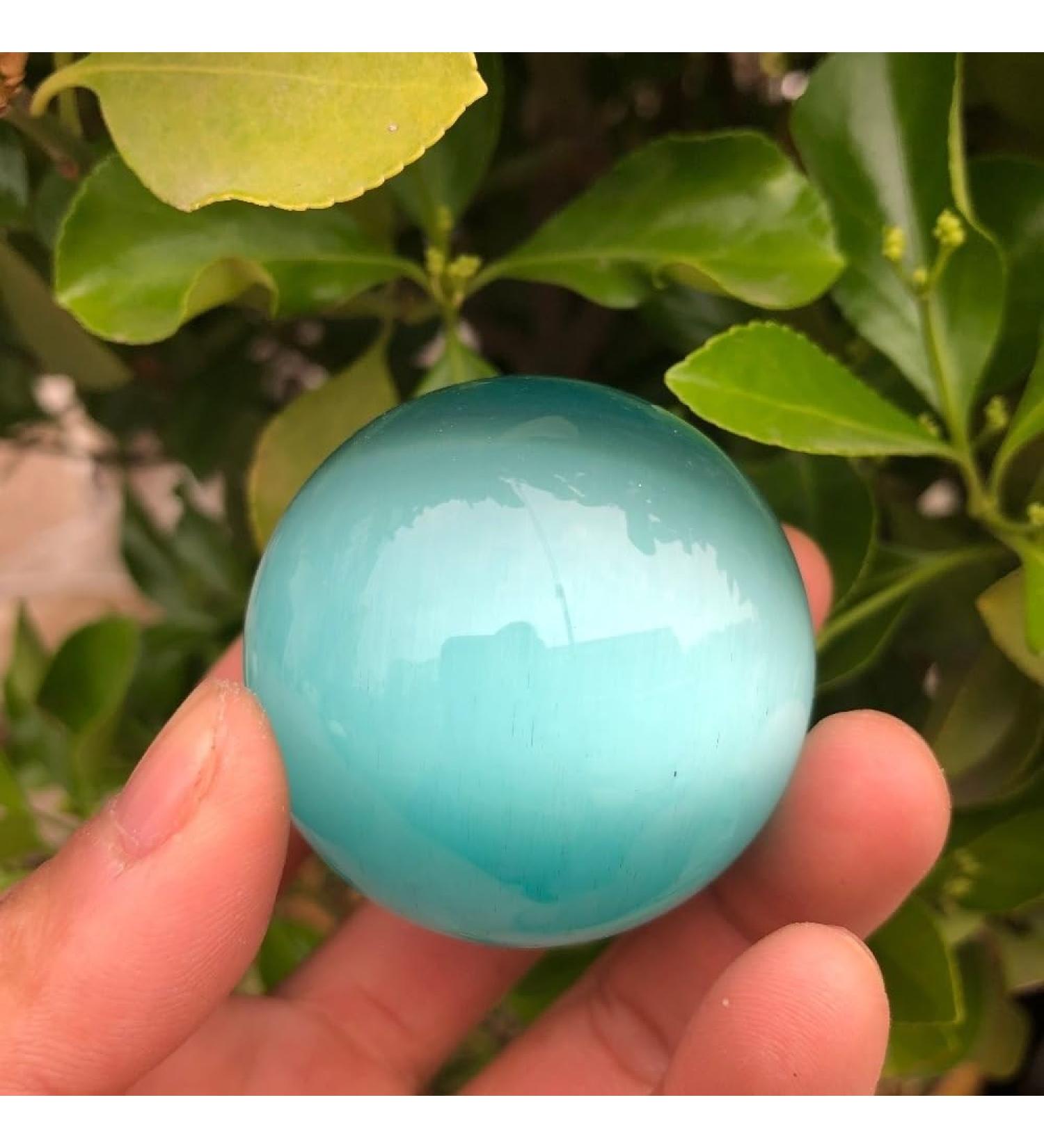 50mm Quartz Blue Cats Eye Crystal Balls Natural Stones and Minerals - Buy Online on GoSupps.com