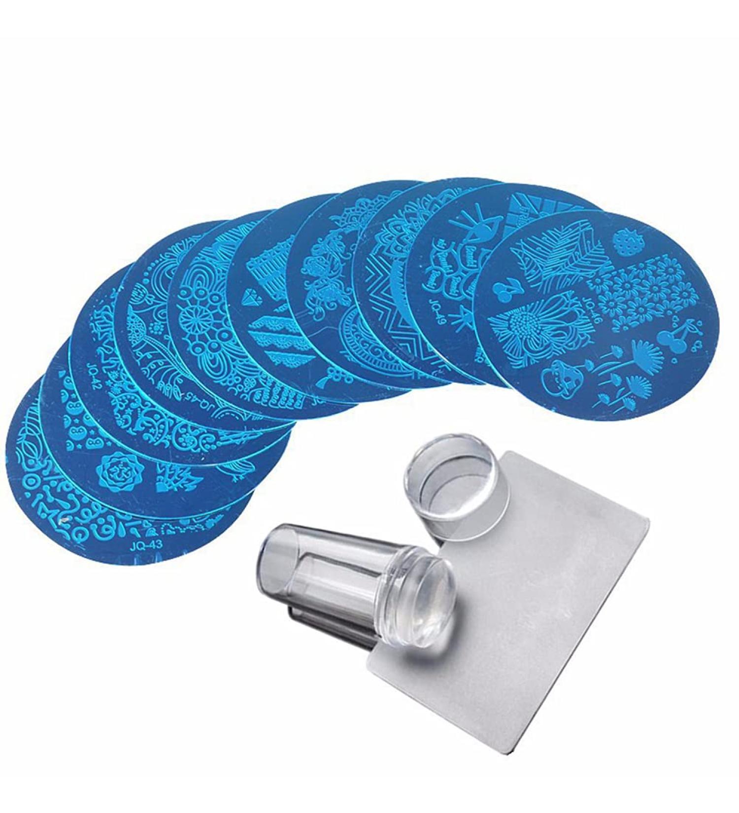 Encomy Nail Art Stamping Kit - DIY Manicure Tool with Clear Nail Stamp & Pressure Templates for Stunning Nail Designs - Buy Online on GoSupps.com
