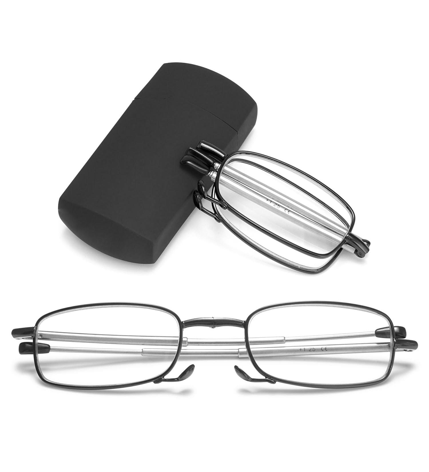 Vevesmundo Blue Light Filter Folding Glasses for Men & Women - Collapsible Mini Reading Glasses with Case - 2.25x Magnification - Buy Online on GoSupps.com