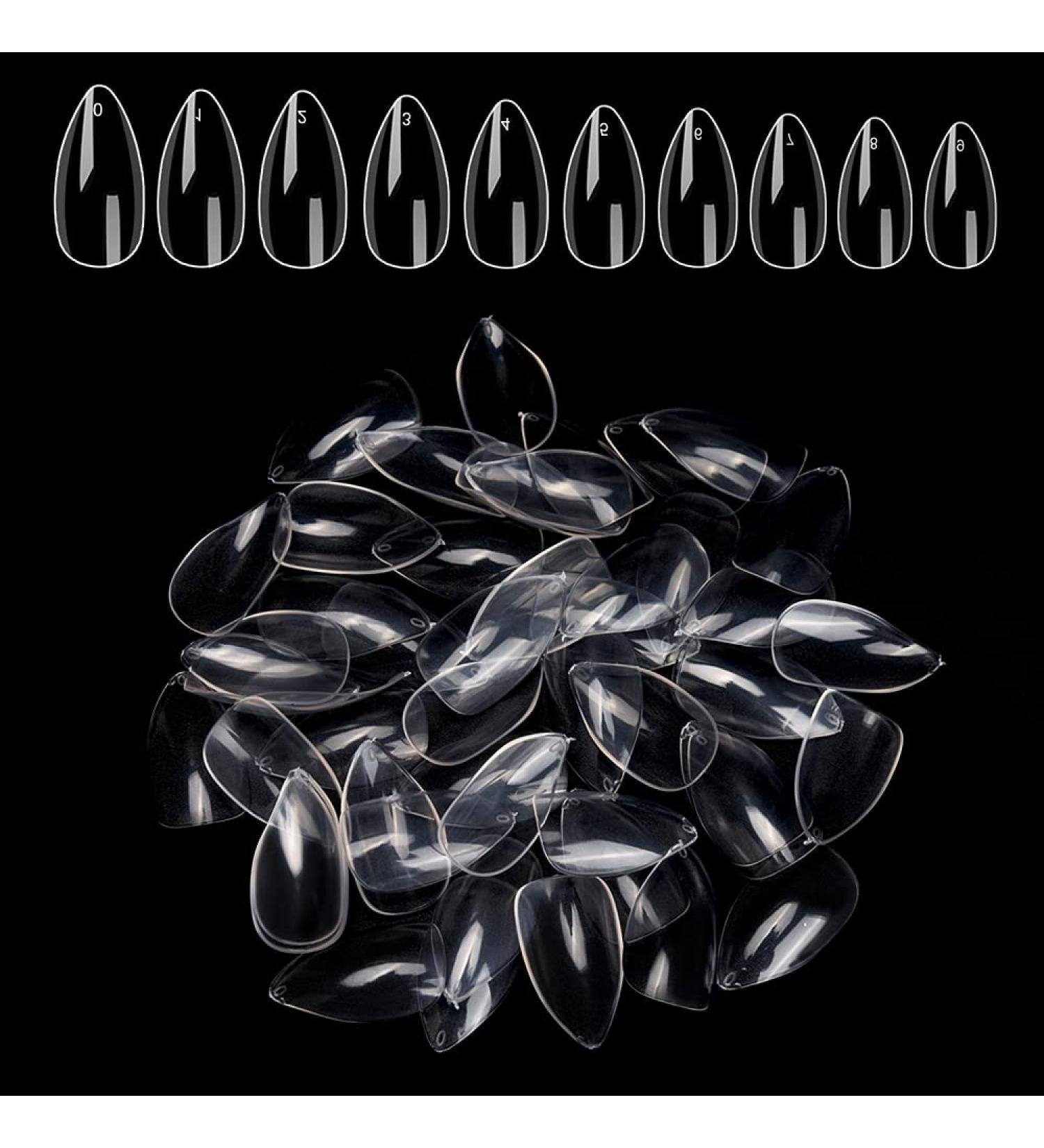Buy No LIFE 1200PC Short Mountain Peak Nail Tips - 10 Sizes of Full Cover Acrylic Fingernails | Transparent Clear Artificial Nails for Manicure & Gel Polish - Buy Online on GoSupps.com