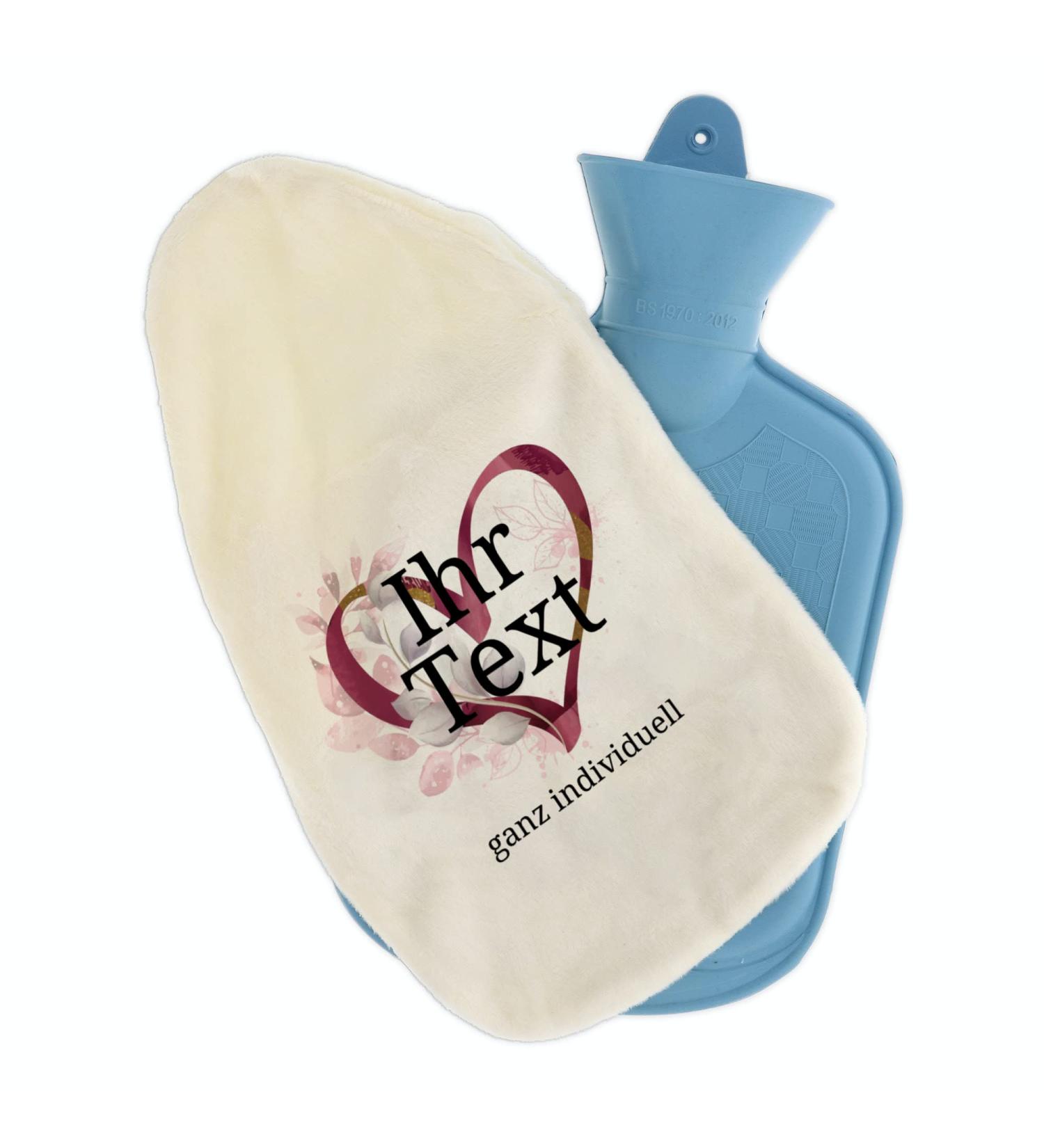 Personalizable Heart Red Hot Water Bottle - Cozy Cover for Kids & Adults (800ml) - Ideal Gift - Buy Online on GoSupps.com