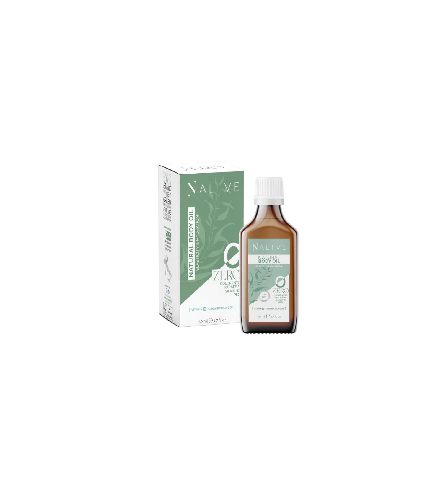 Nalive - Natural anti-stretch mark body oil. For scars and stretch marks. Without Paraffin. With Almond Olive Linseed and Borage oils and extracts of Echinacea Horse Chestnut and Calendula - 45ml - Buy Online on GoSupps.com