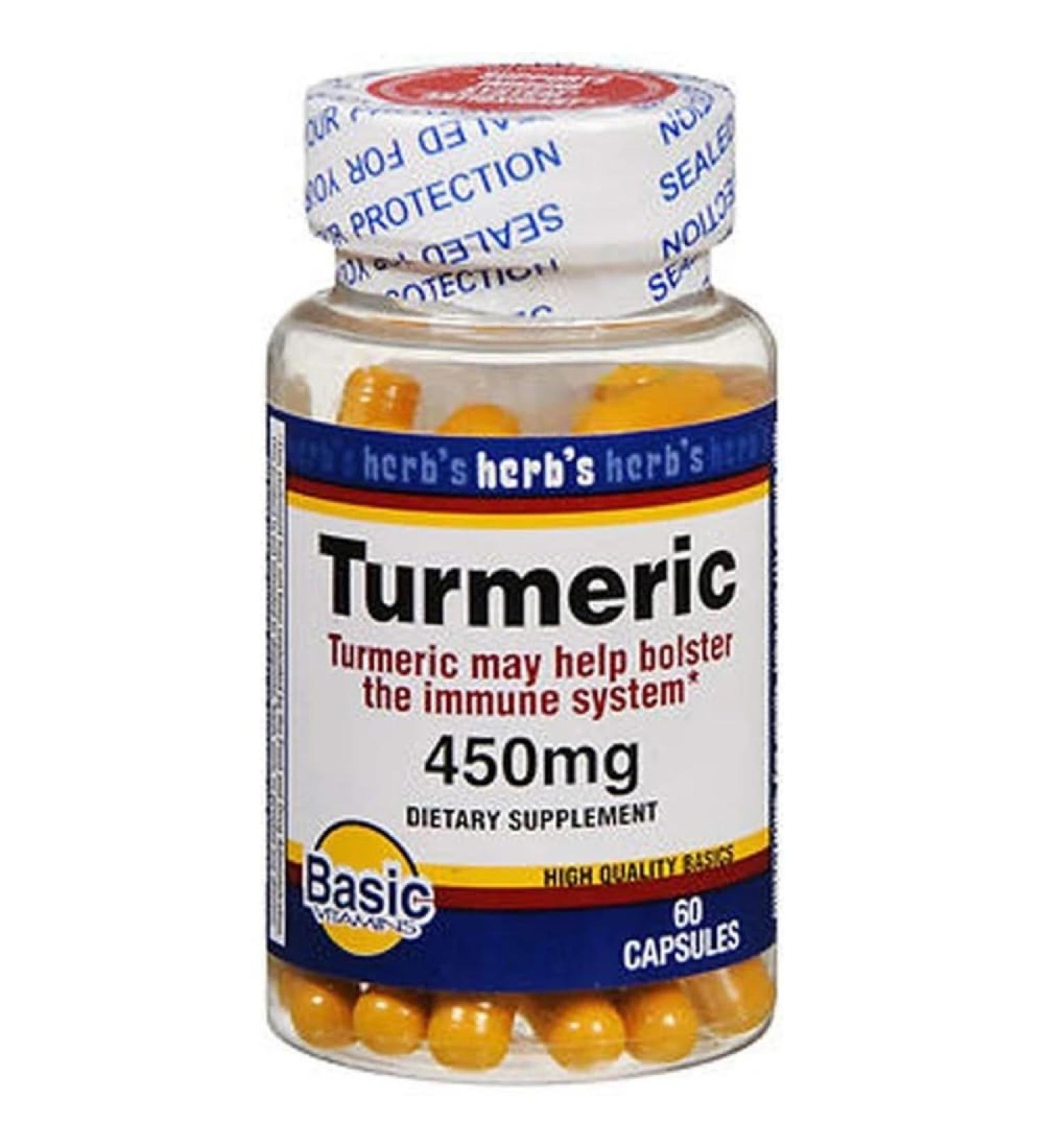 Basic Vitamins Turmeric 450 mg Capsules - 60 ct Pack of 2