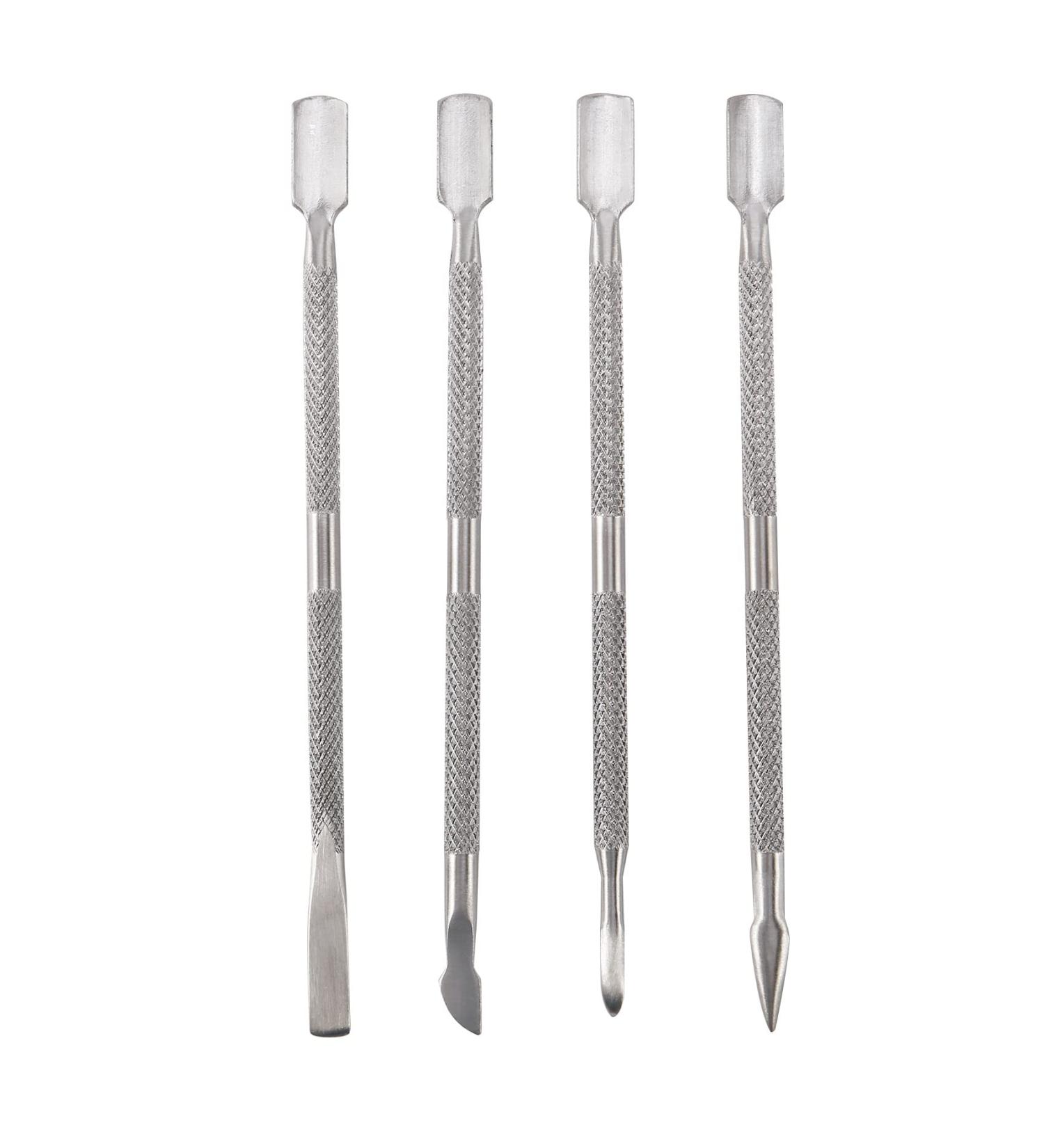 Cuticle Pusher UV Tool Nail Art Cuticle Trimmer (4 Pieces Silver) - Buy Online on GoSupps.com