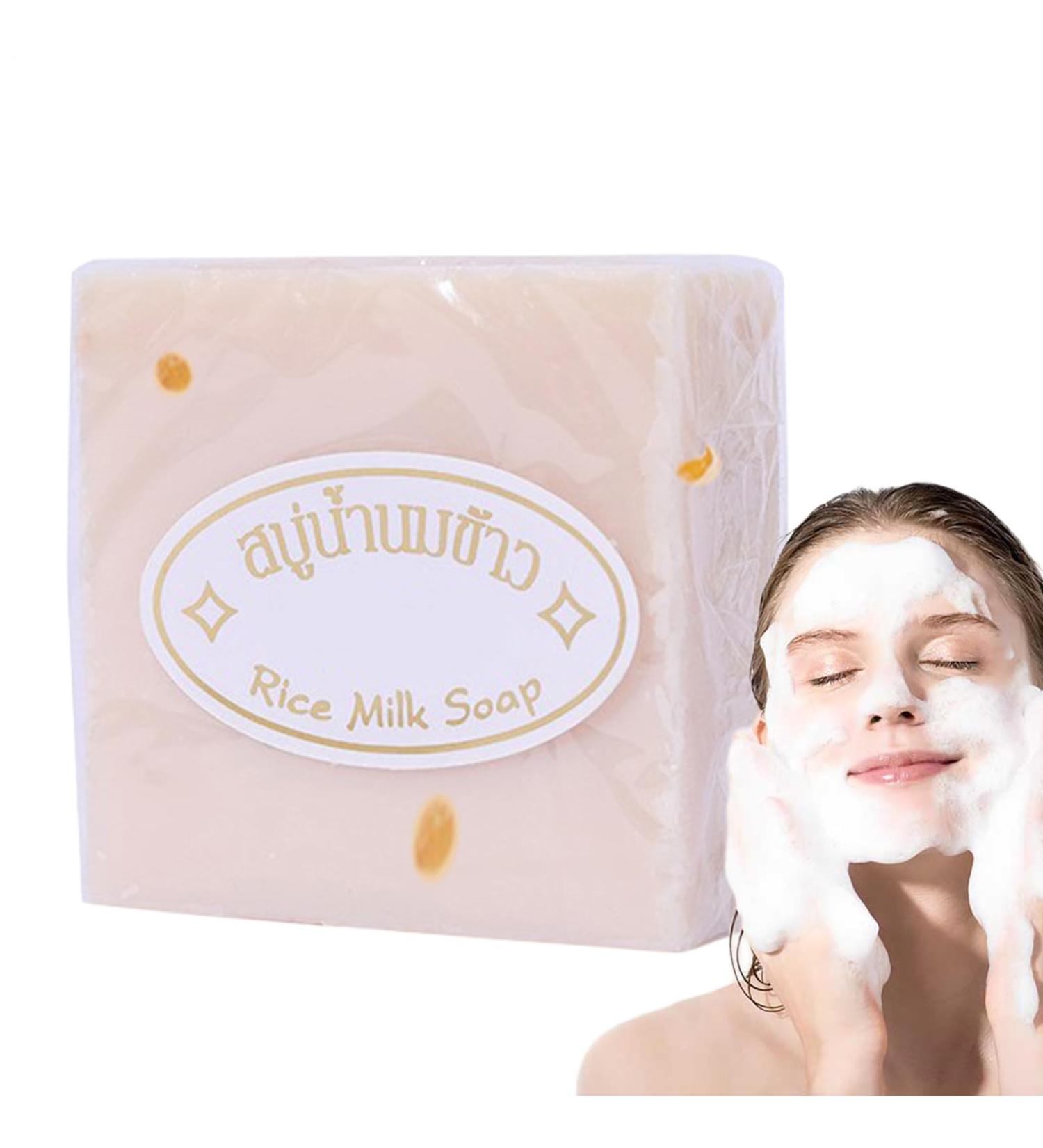 Rice Milk Soap Bar | Soft Natural Thai Goat Milk Rice Soap | 3pcs Handmade Polish Soap Rice Soap for Body Cleansing Face Body Body Hands Child - Buy Online on GoSupps.com