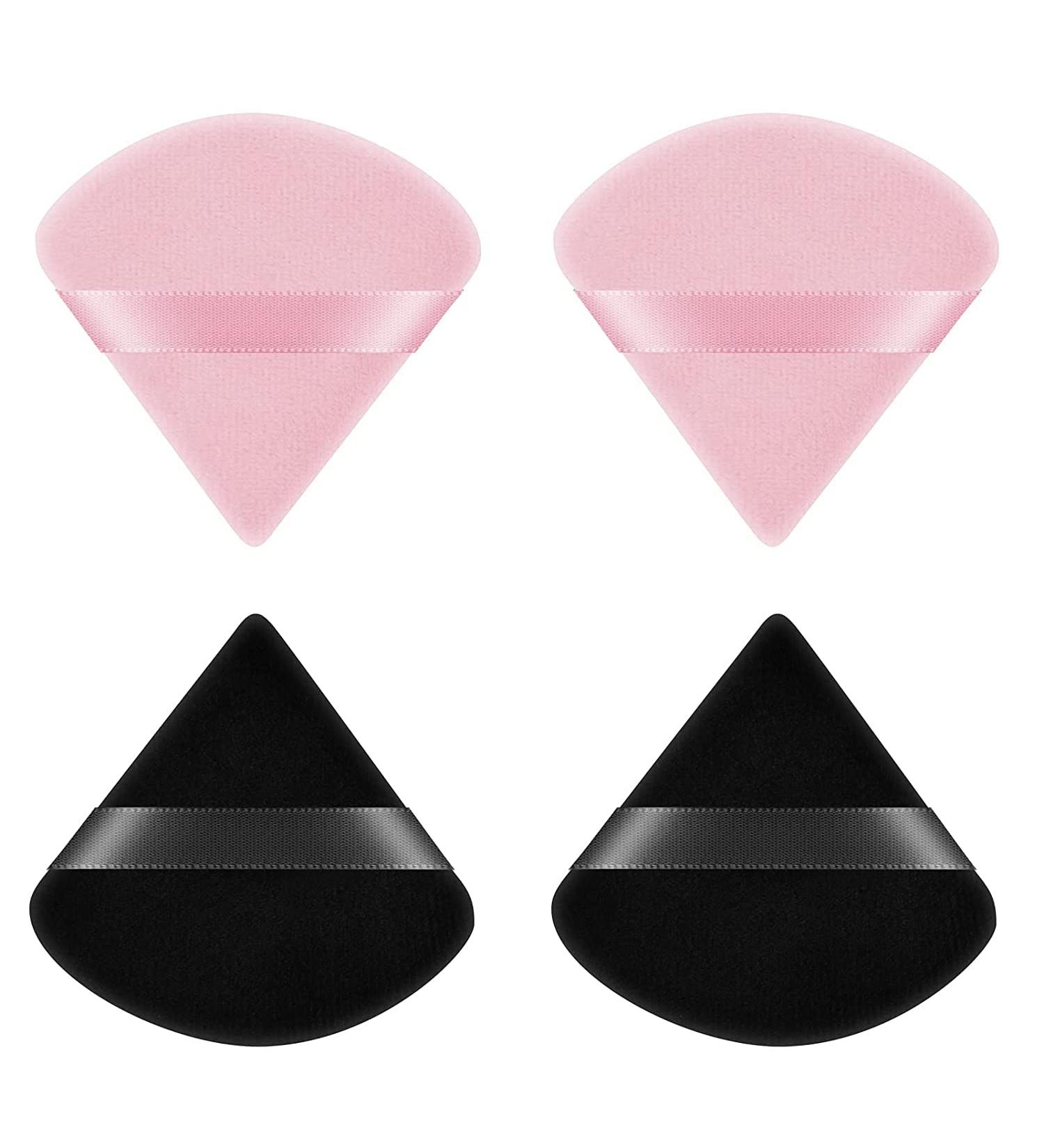 Buy Triangle Makeup Powder Puff - 4 Piece Washable Reusable Sponge for Loose Powder & Foundation - Black & Pink - Ideal Makeup Tool for Flawless Application - Buy Online on GoSupps.com