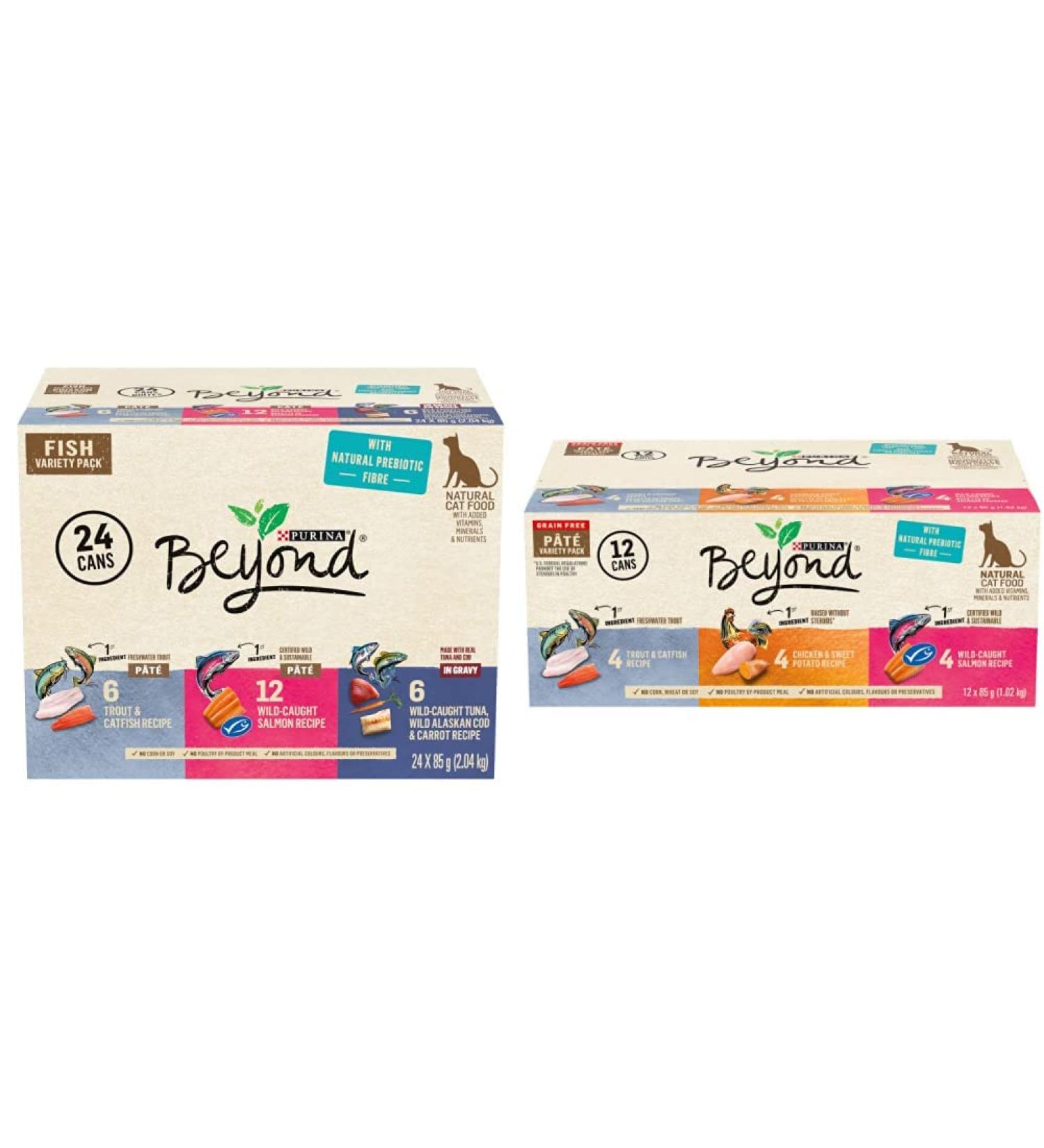 Purina Beyond Fish Wet Cat Food Variety Pack (24 Count) + Beyond Grain Free P t Natural Wet Cat Food Variety Pack (12 Cans) Cat Food + Cat Food Variety Pack - Buy Online on GoSupps.com
