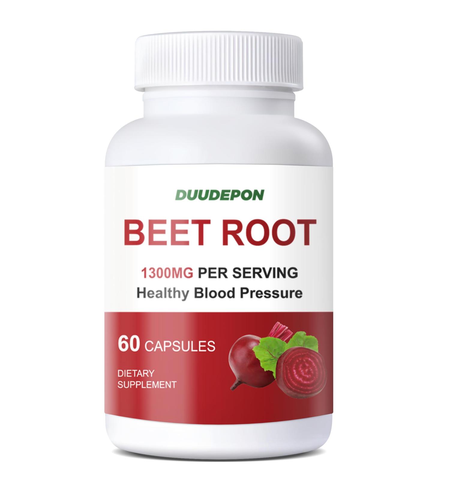 DUUDEPON Organic Beet Root Capsules - 1300mg per Serving - Supports Natural Energy Endurance - Vegan - 60 Capsules - Buy Online on GoSupps.com