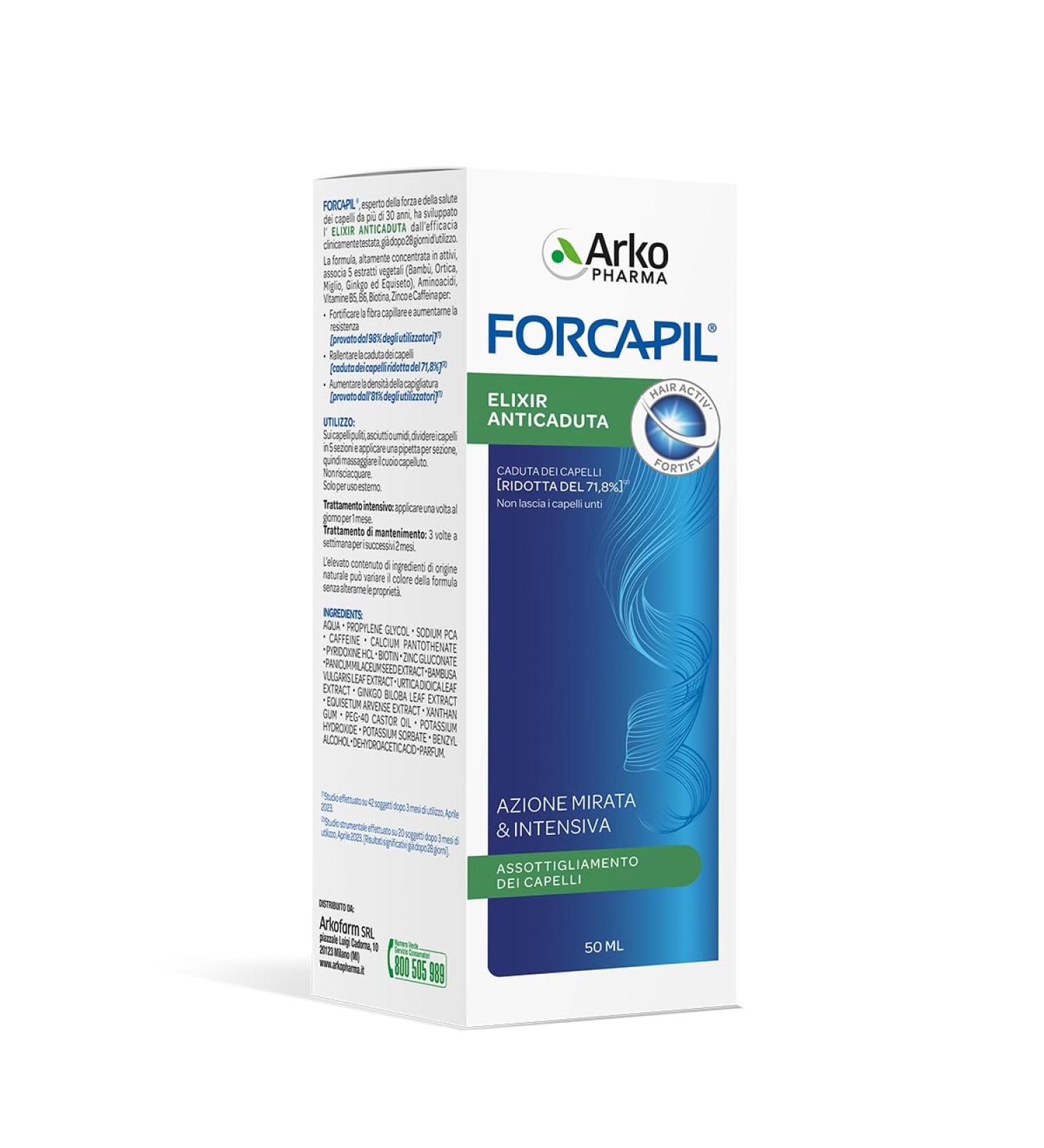  Arkopharma Arkopharma Forcapil Elixir Anti-Hair Loss Serum for Women and Men - Lotion with 5 Plant Extracts Amino Acids Biotin and Caffeine - 50ml Bottle - Buy Online on GoSupps.com