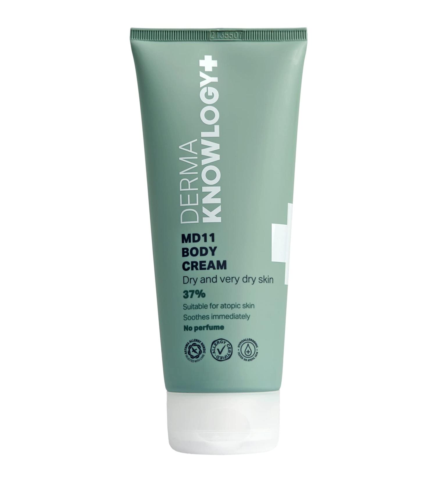 Dermaknowlogy MD11 Body Cream 200ml | Soothing Moisturizer for Dry Skin | Perfume-Free | Allergy Certified | Helps Psoriasis & Ichthyosis - Buy Online on GoSupps.com