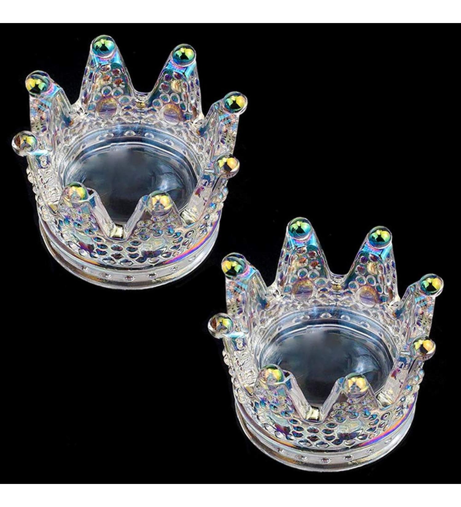Kalolary 2Pcs Crown Glass Dappen Dish Set: Nail Art Acrylic Liquid Powder Cup & Pen Holder - Multi-Colored - Buy Online on GoSupps.com