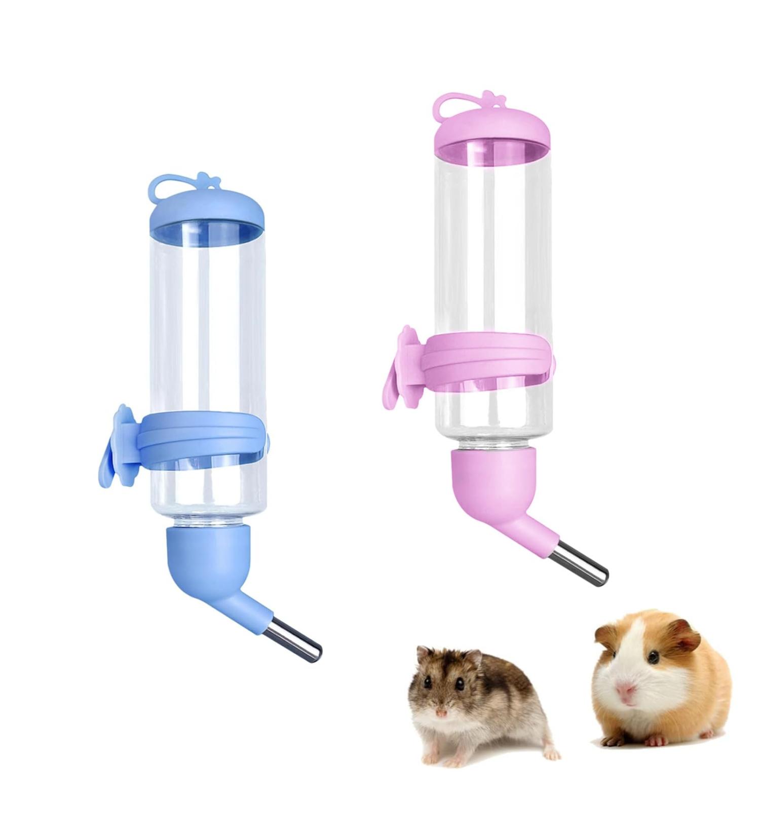 2 PCS Pet Water Bottle Automatic Hamster Water Bottle Rabbit Water Bottles 250ML/8.45OZ Non Drip Hanging Guinea Pig Water Bottle for Rabbit Guinea Pig Gerbil Chinchillas(Blue Pink) - Buy Online on GoSupps.com