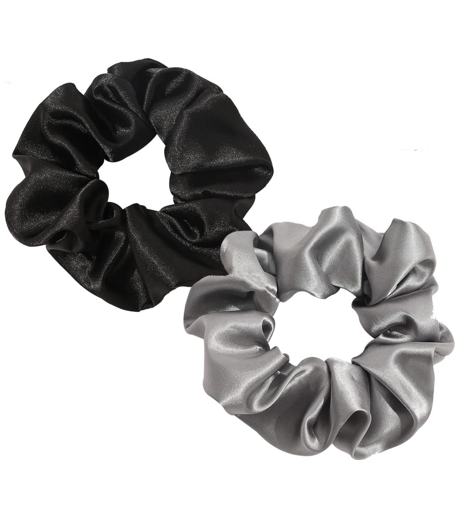 Buy Androxeda 100% Silk Hair Ties - 2 Piece Set (Dark Gray + Black) | Elastic Ponytail Holders for Women - Soft & Durable Hair Bands - Buy Online on GoSupps.com