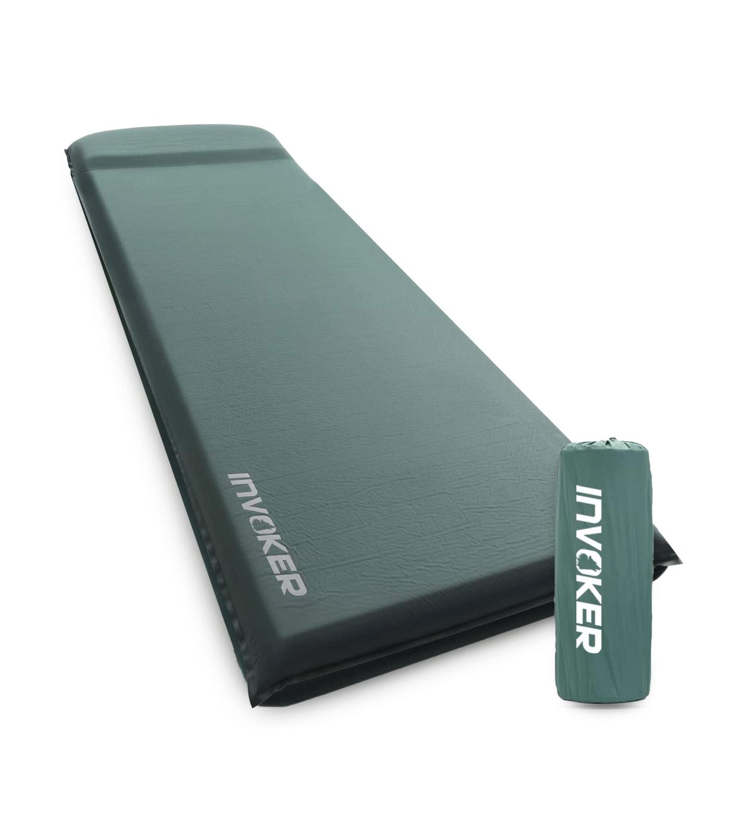 INVOKER 3 Memory Foam Camping Sleeping Pad with Pillow - Fast Inflating for Backpacking, Traveling, Hiking - Lightweight & Ultra Thick - Green - Buy Online on GoSupps.com