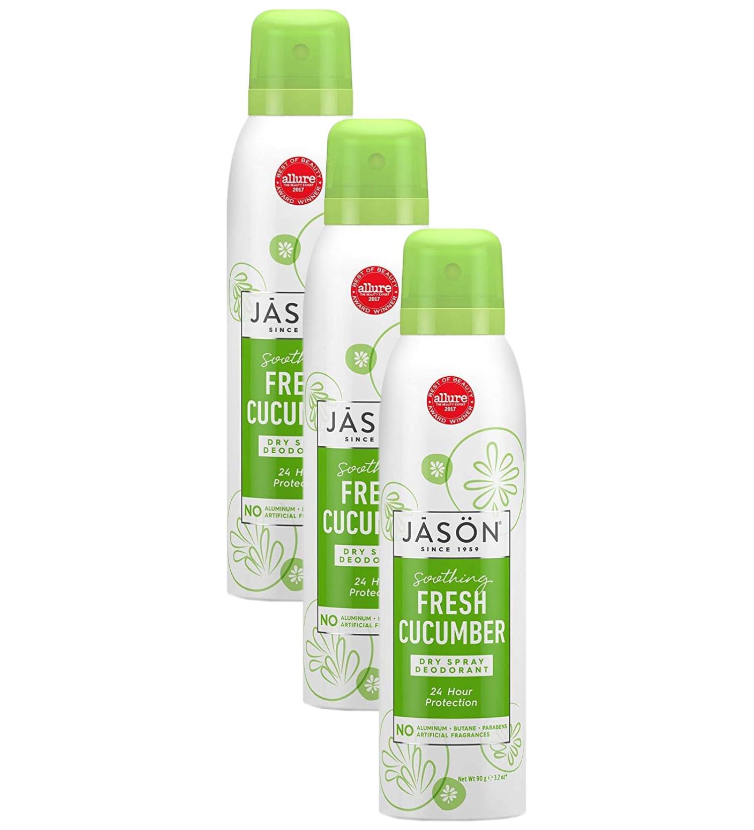 Jason Dry Spray Deodorant Soothing Fresh Cucumber 3.2 Oz (Pack of 3)
